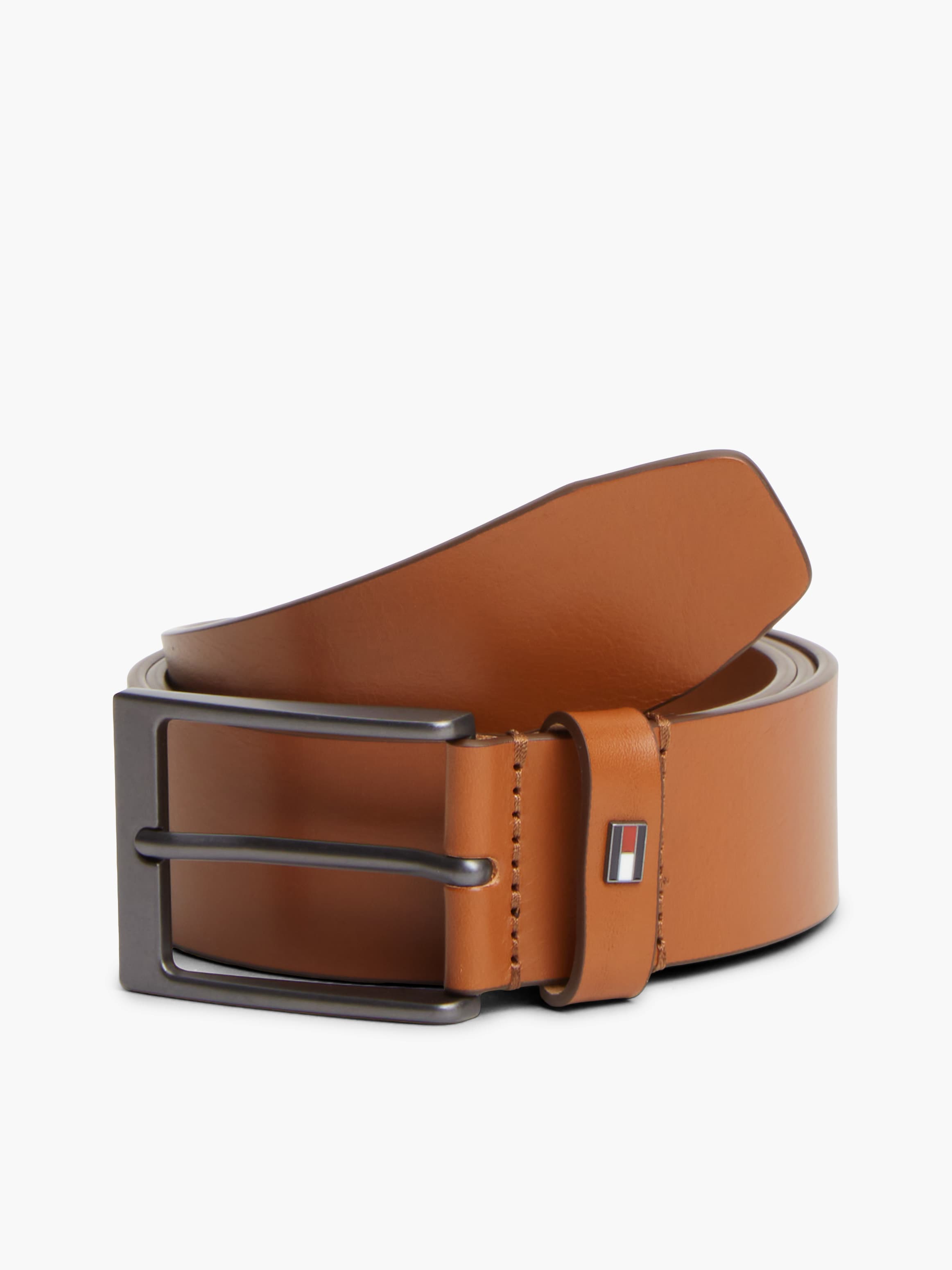 Leather Tonal Rectangular Buckle Belt