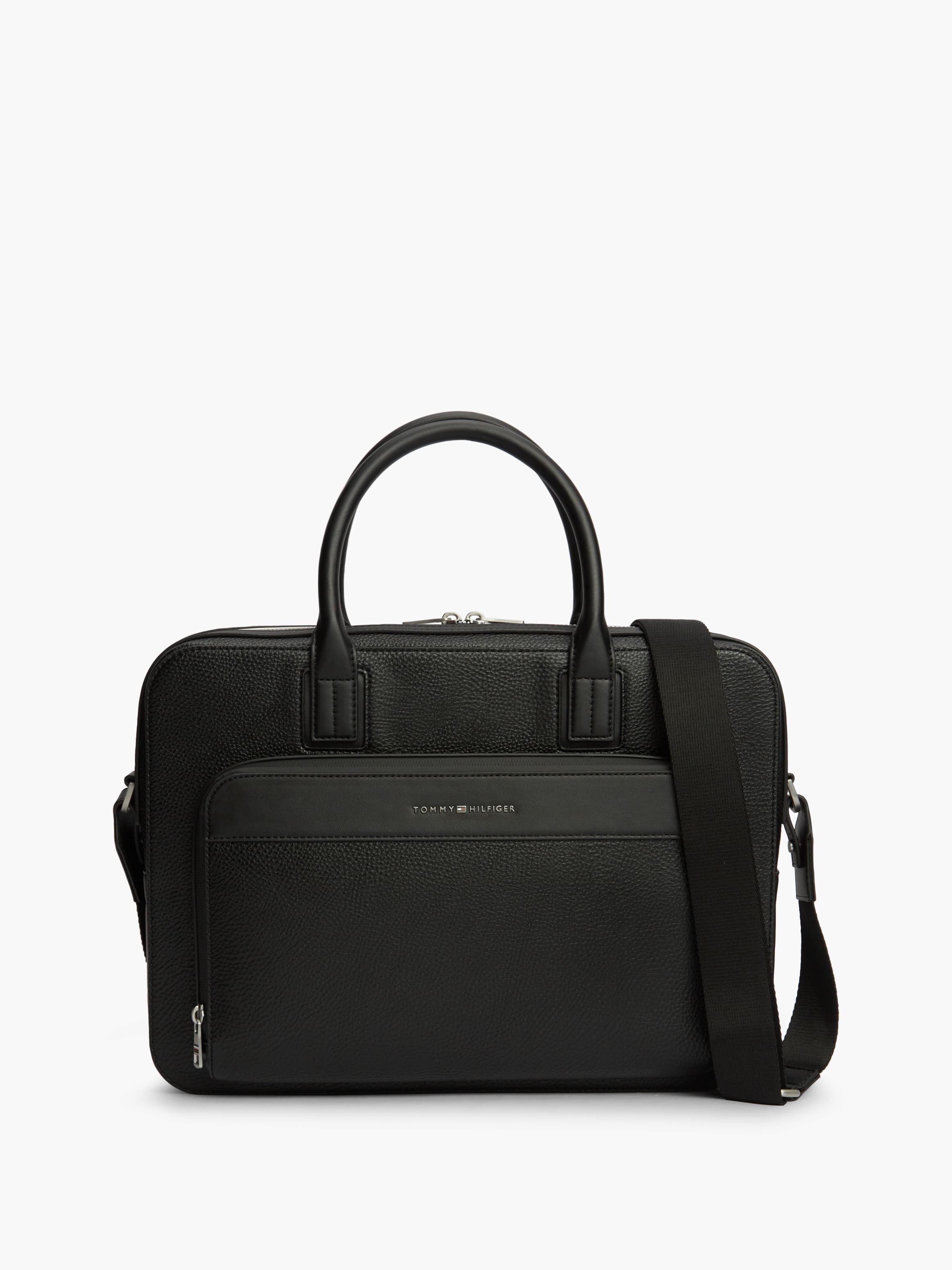 Metal Logo Textured Slim Laptop Bag