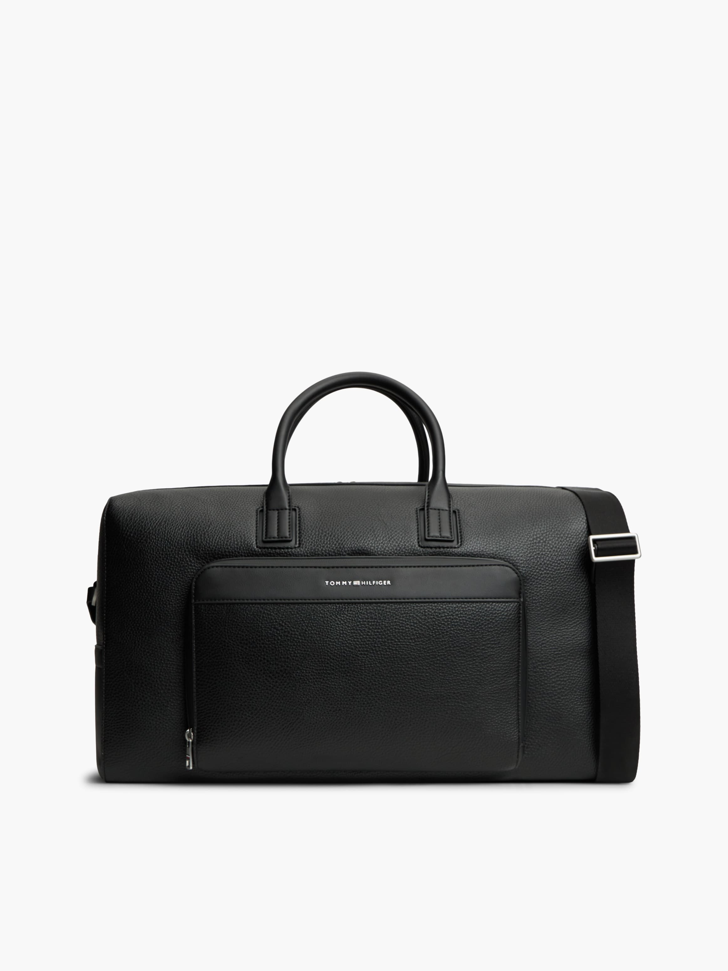 Metal Logo Pebble Grain Duffel Bag