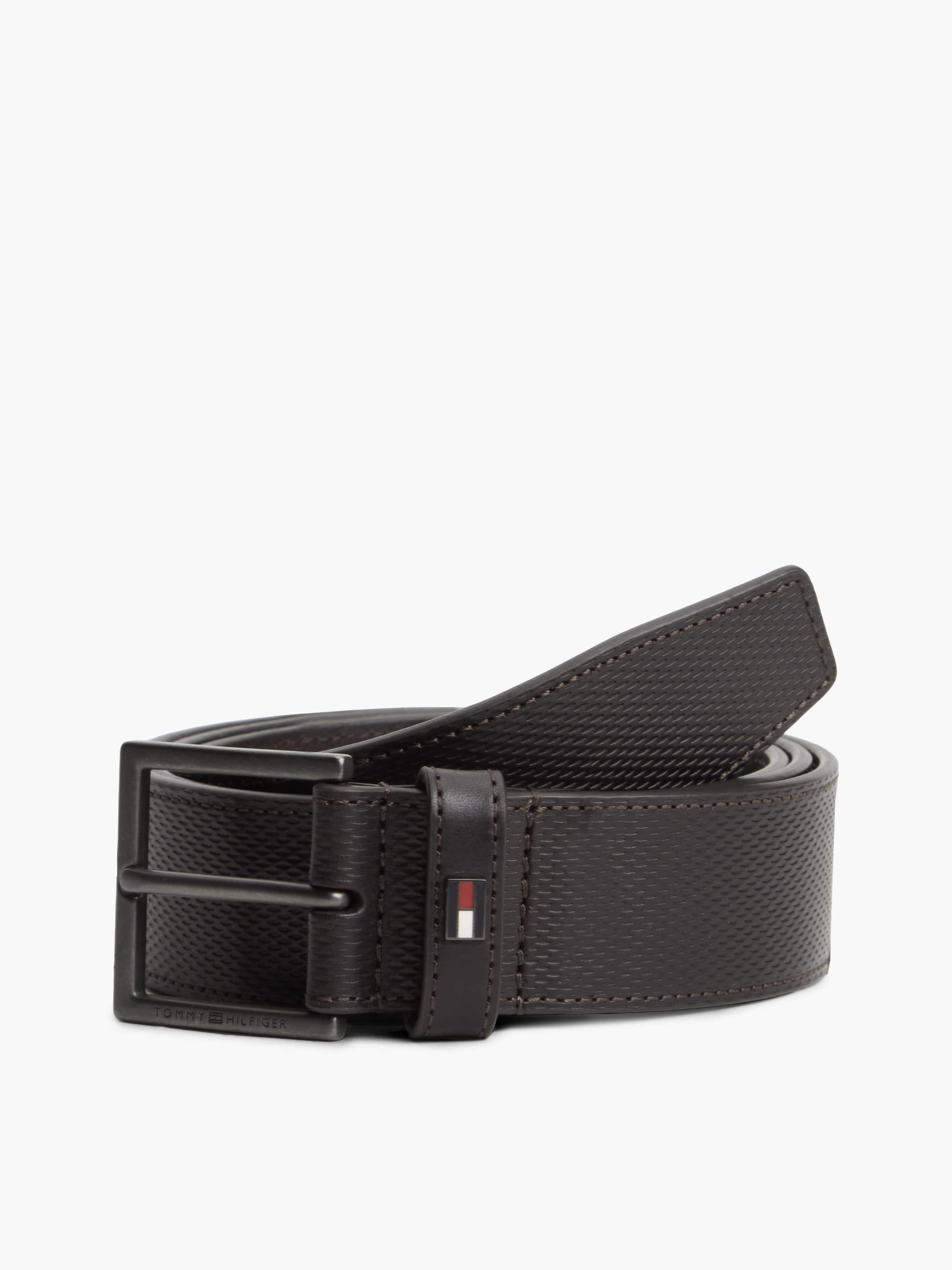 Leather Tonal Square Buckle Textured Belt
