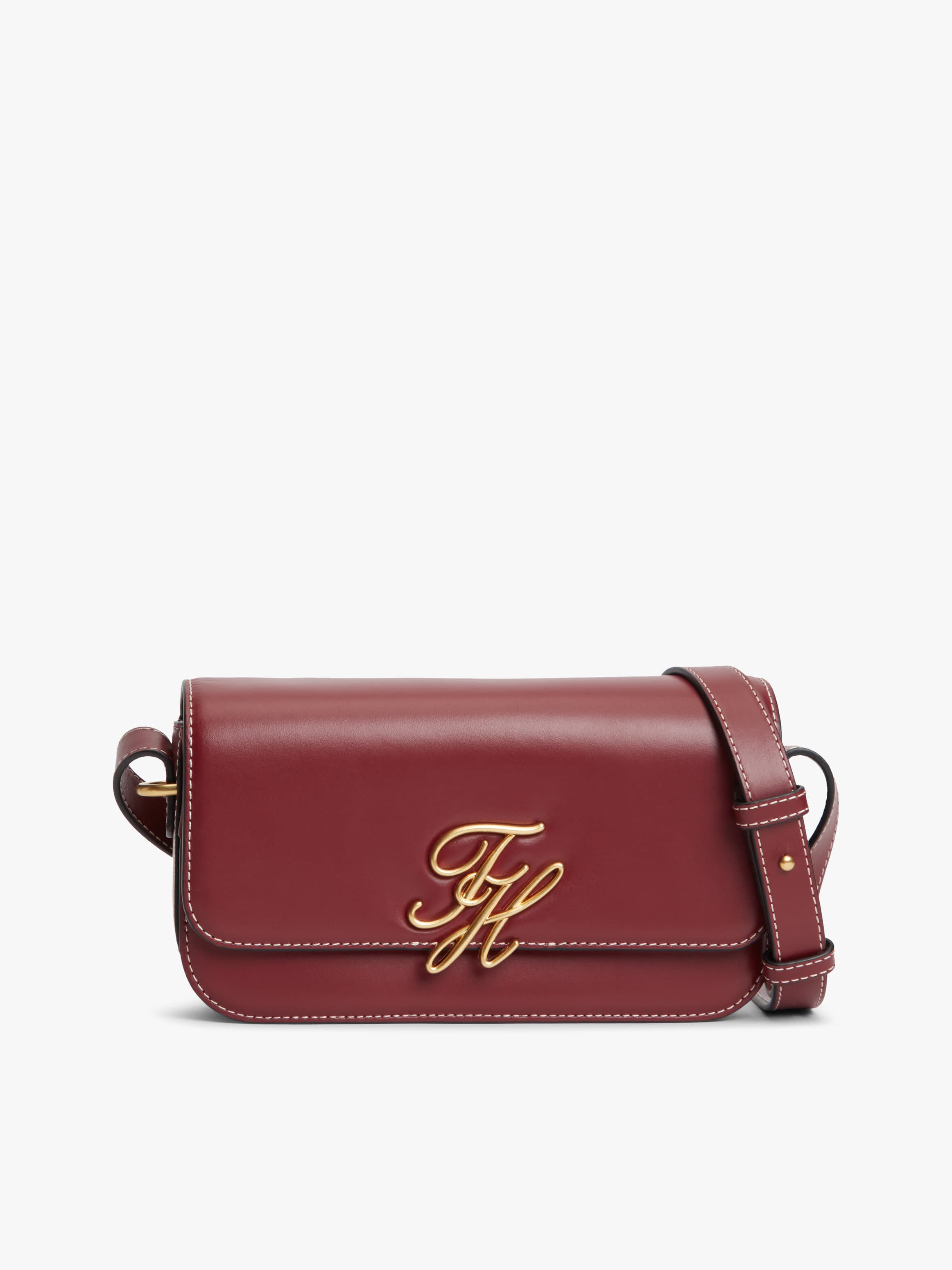 Leather Flap Logo Plaque Crossbody Bag