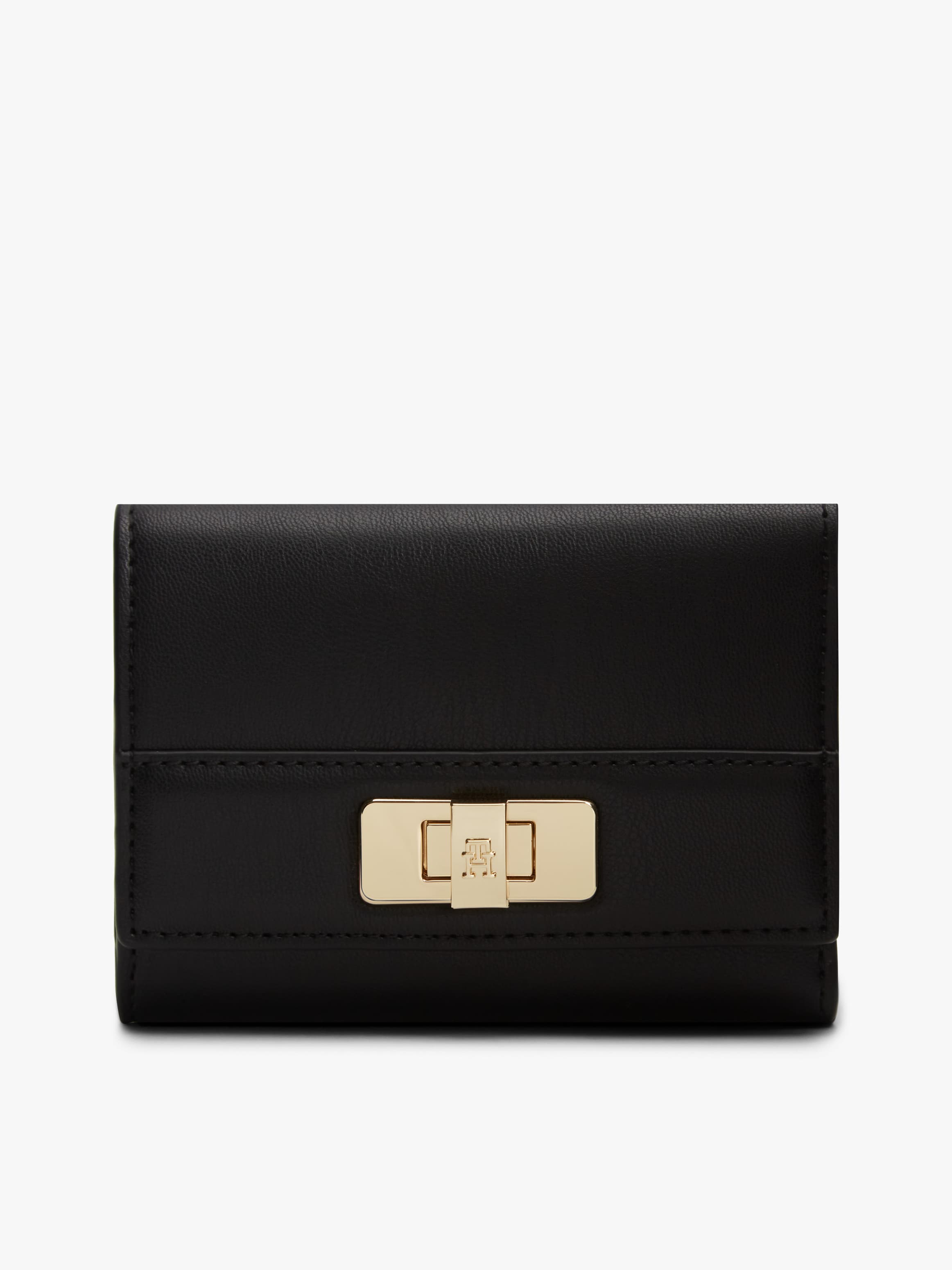 Modern TH Monogram Turn Lock Trifold Wallet