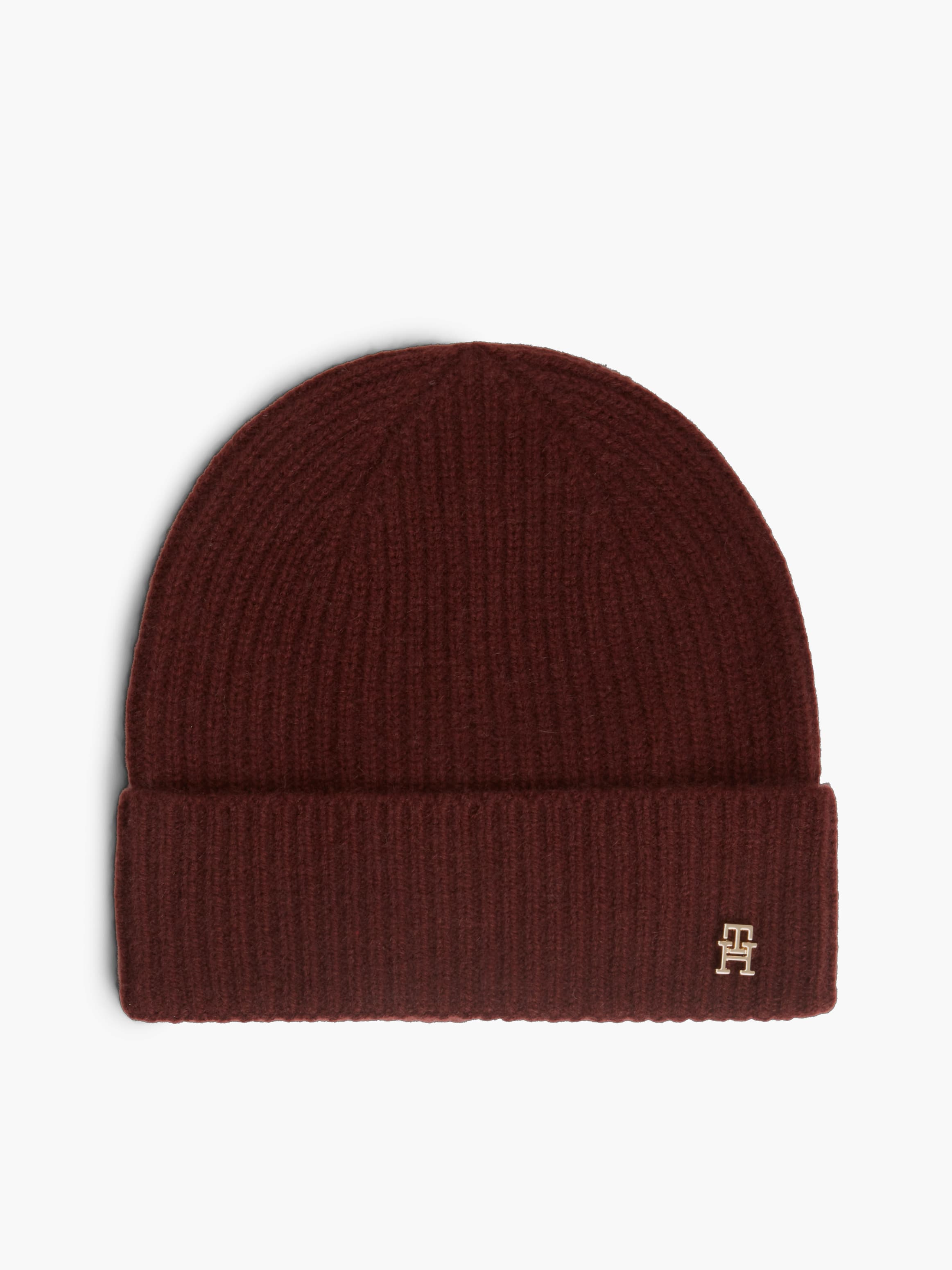 Pure Cashmere TH Monogram Plaque Beanie