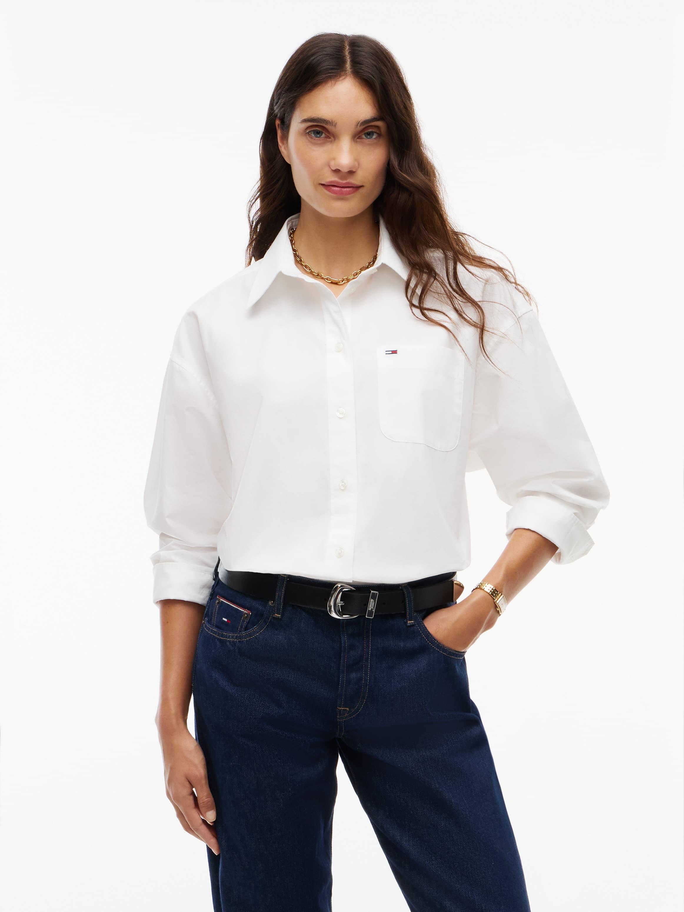 Oversized Fit Yarn Dyed Poplin Shirt