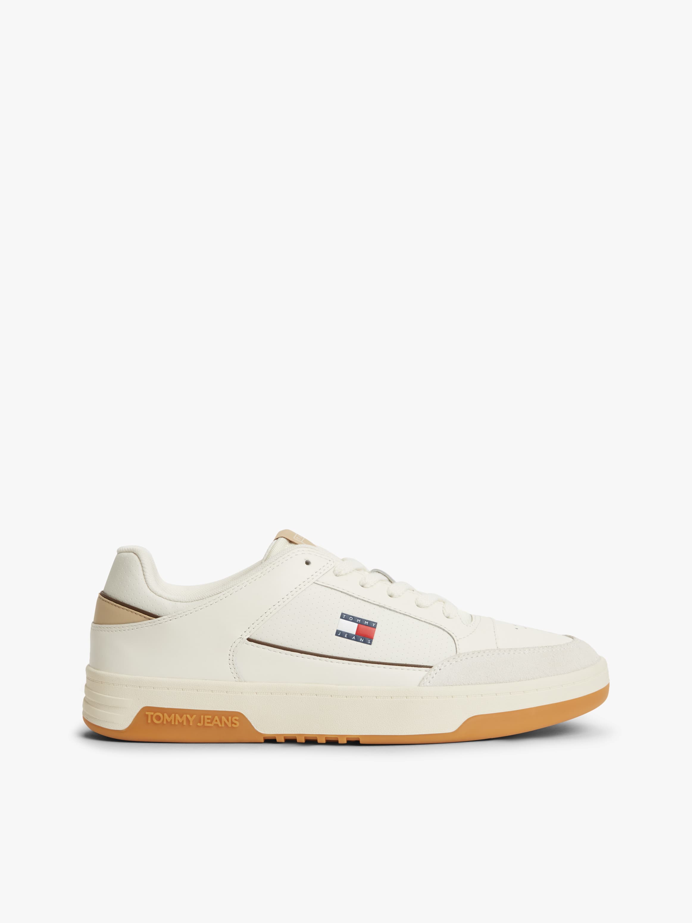 Leather Mixed Texture Basketball Trainers