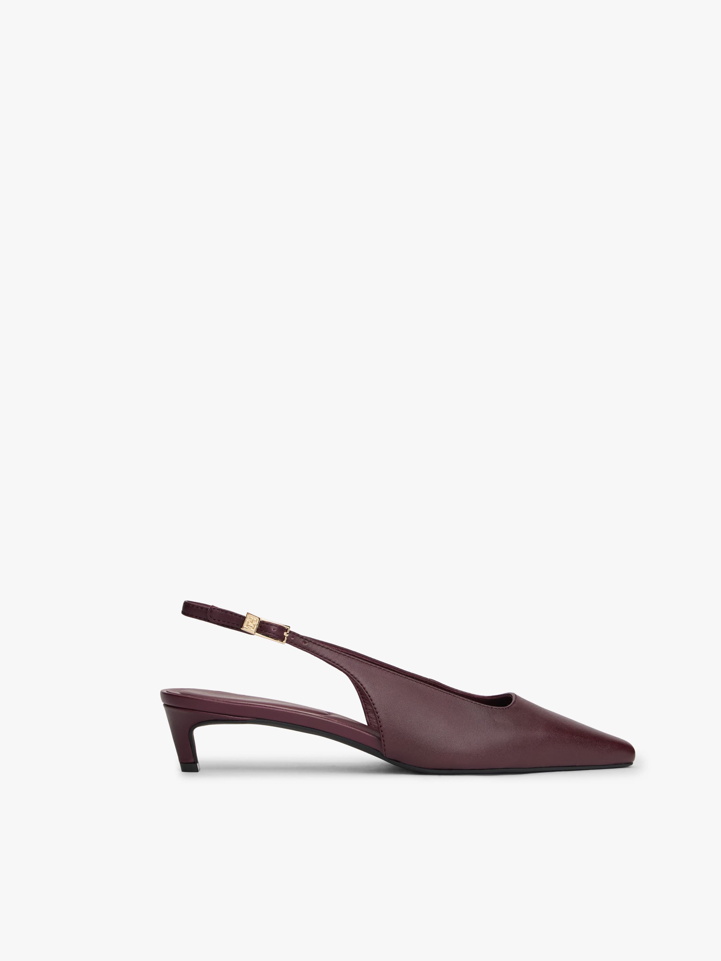 TH Monogram Leather Slingback Kitten Heels Pumps