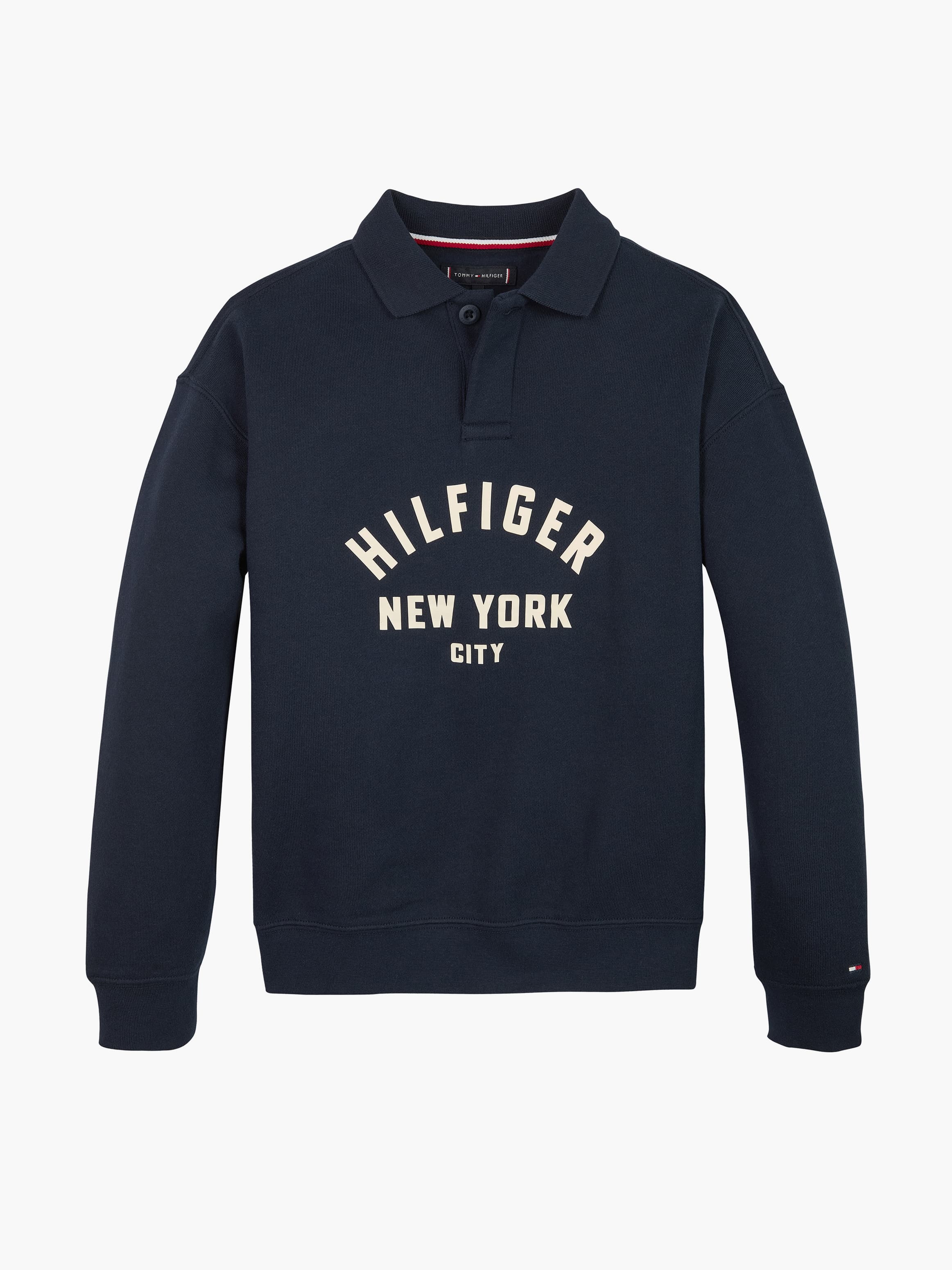 Curved Graphic Polo T-Shirt Collar Sweatshirt