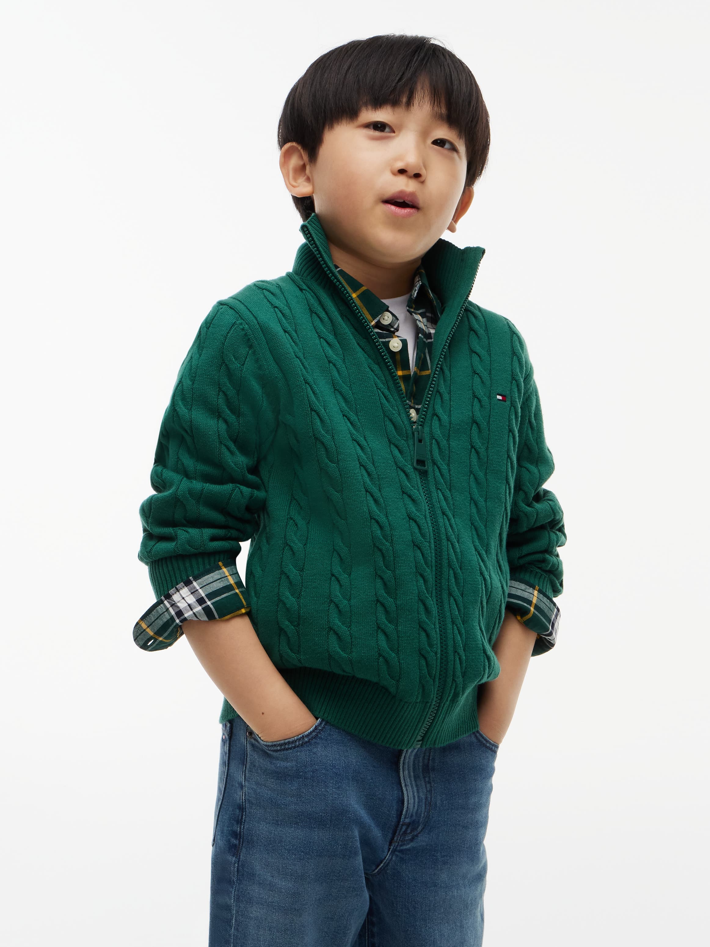 Cable Knit Zip-Thru Jumper