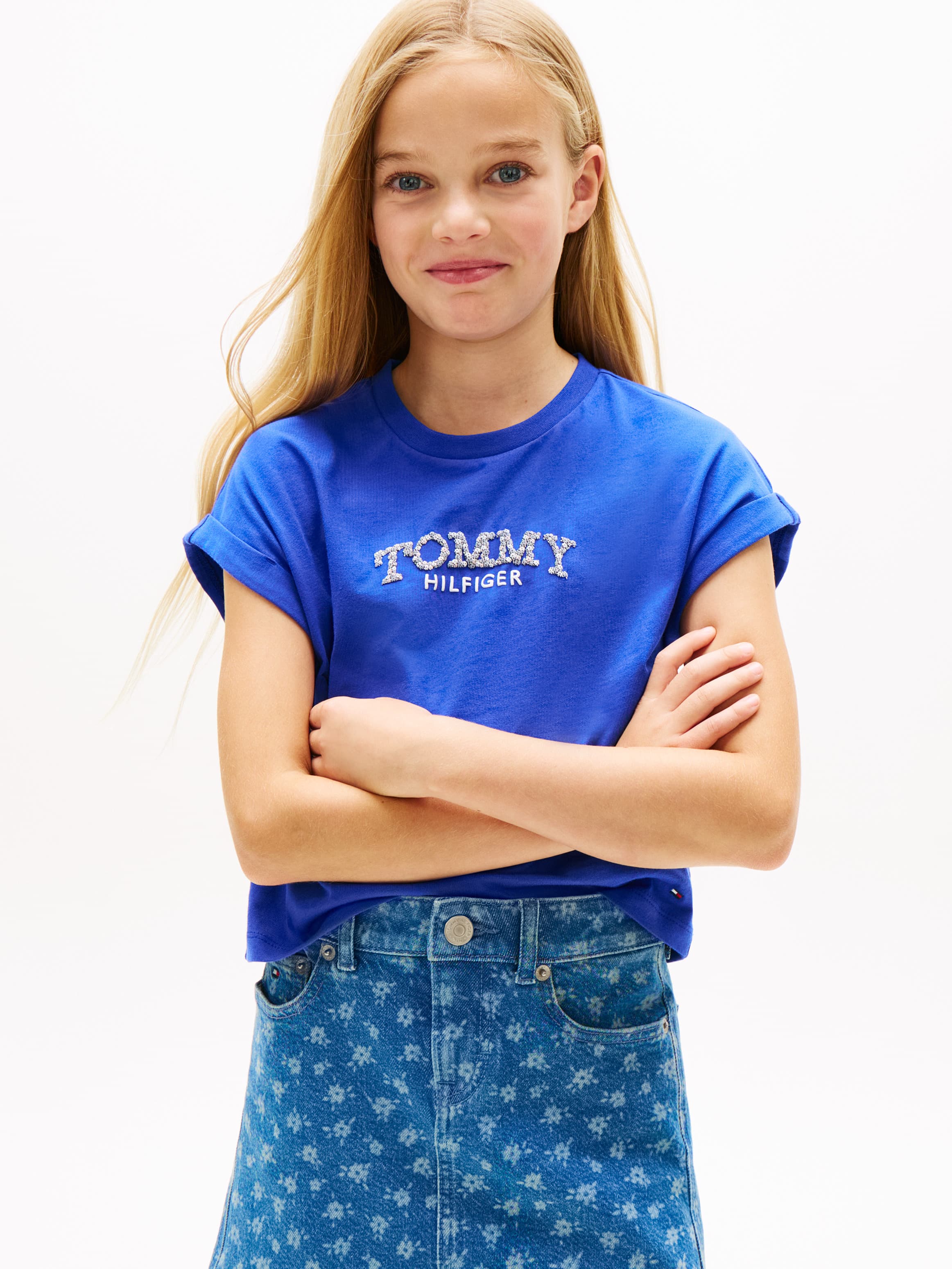 Floral Logo Relaxed Crew Neck T-Shirt