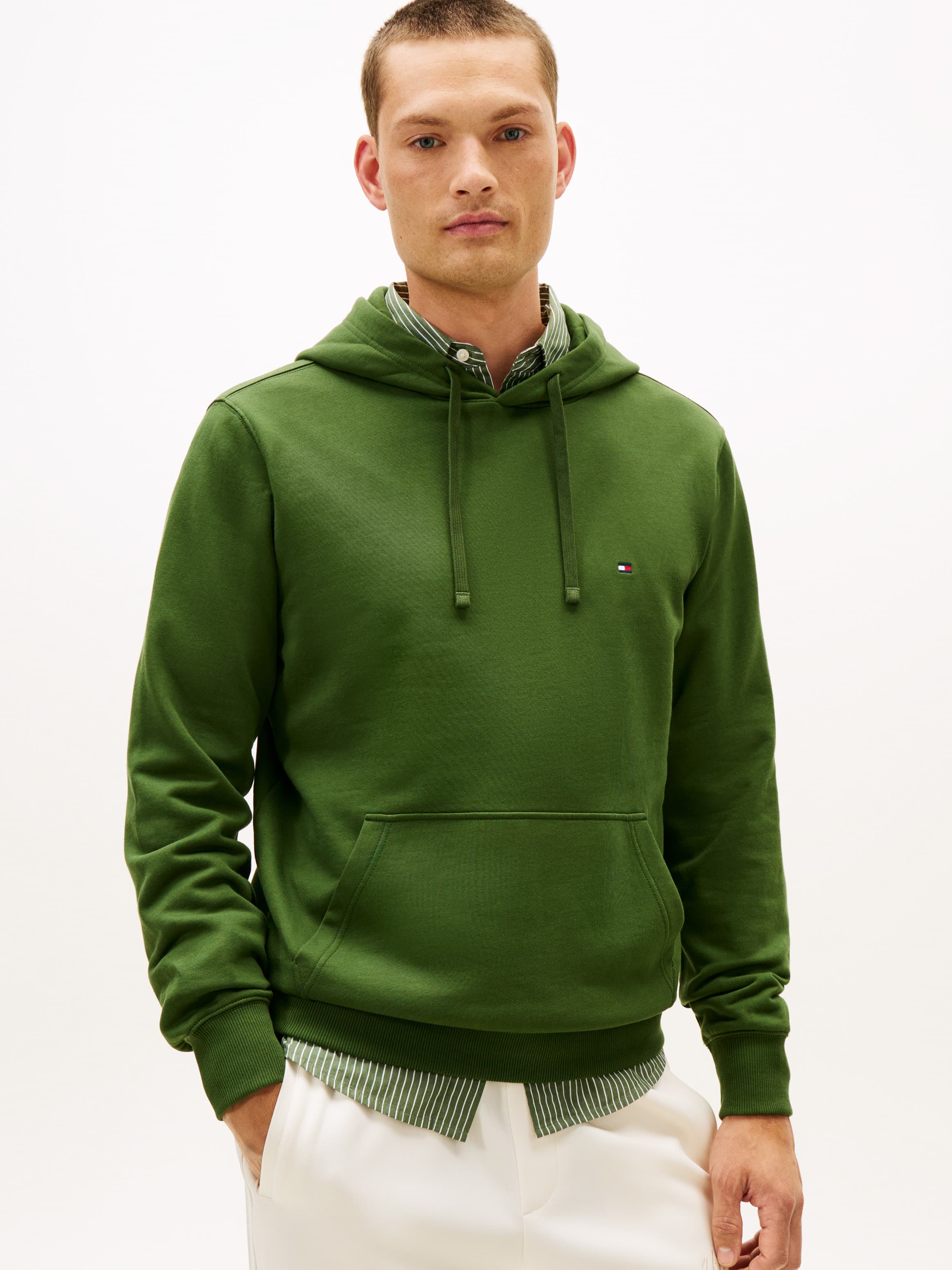 Flag Embroidery Terry Drawstring Hoodie