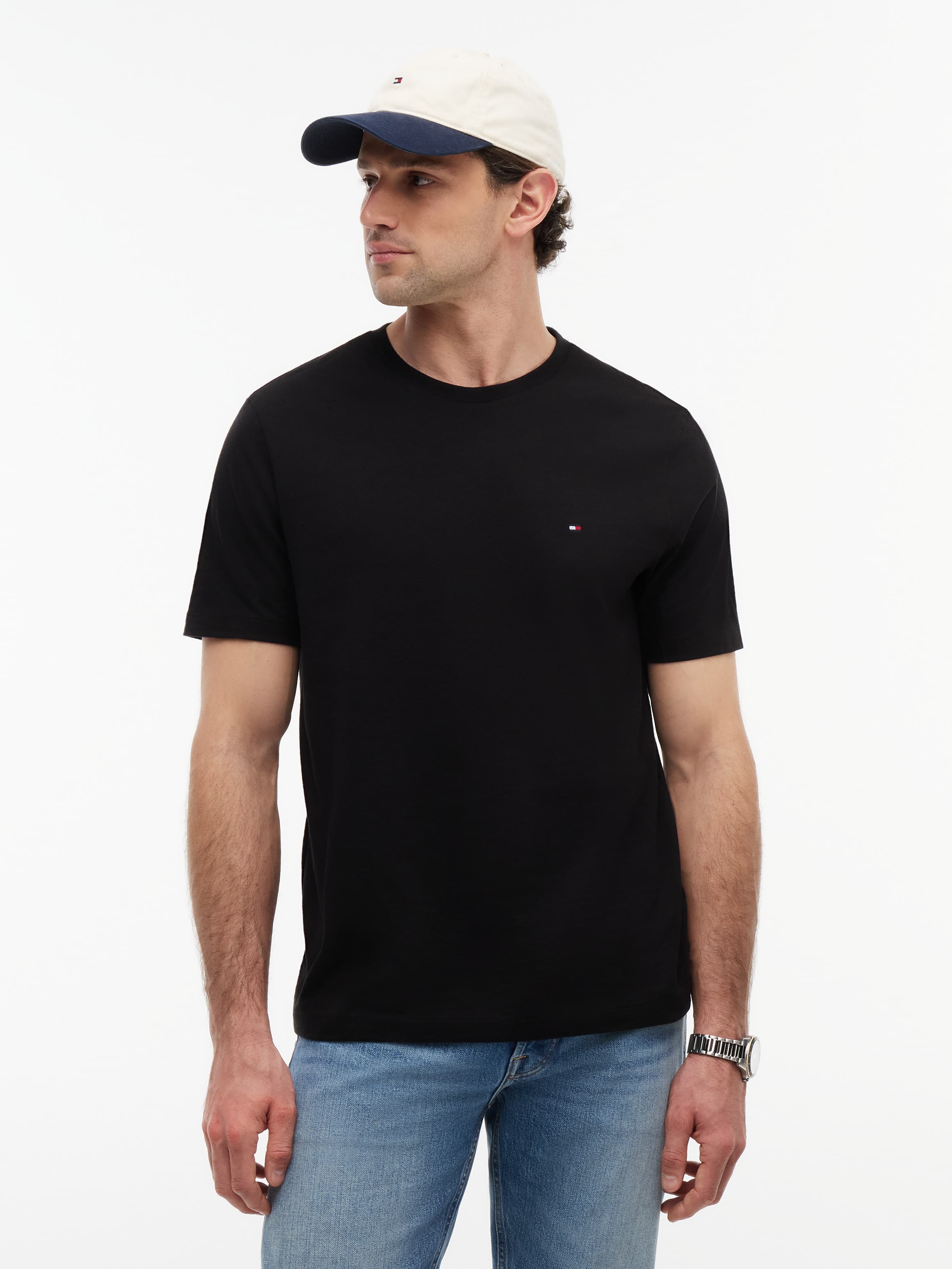 Flag Embroidery Crew Neck T-Shirt