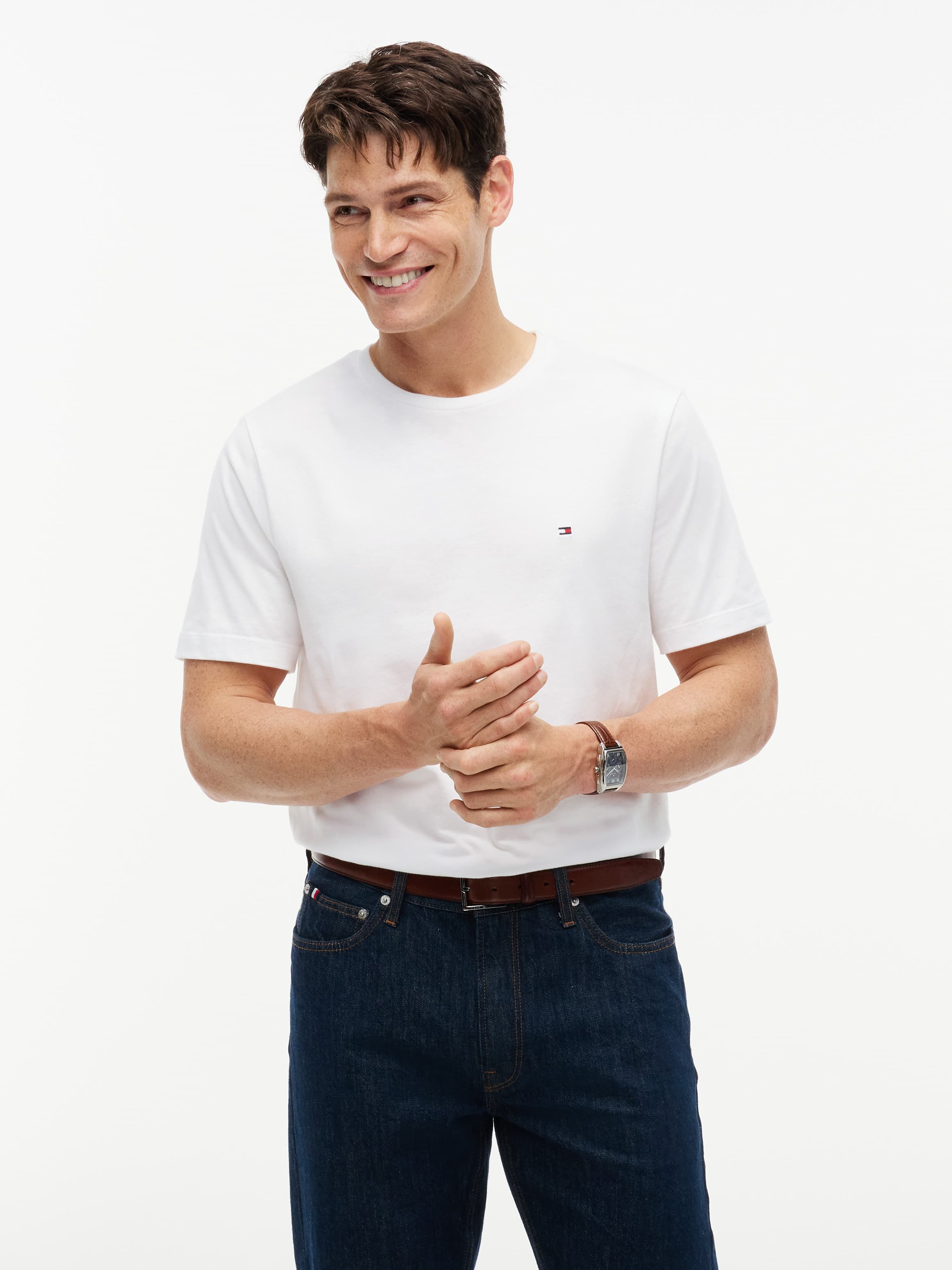 Flag Embroidery Crew Neck T-Shirt