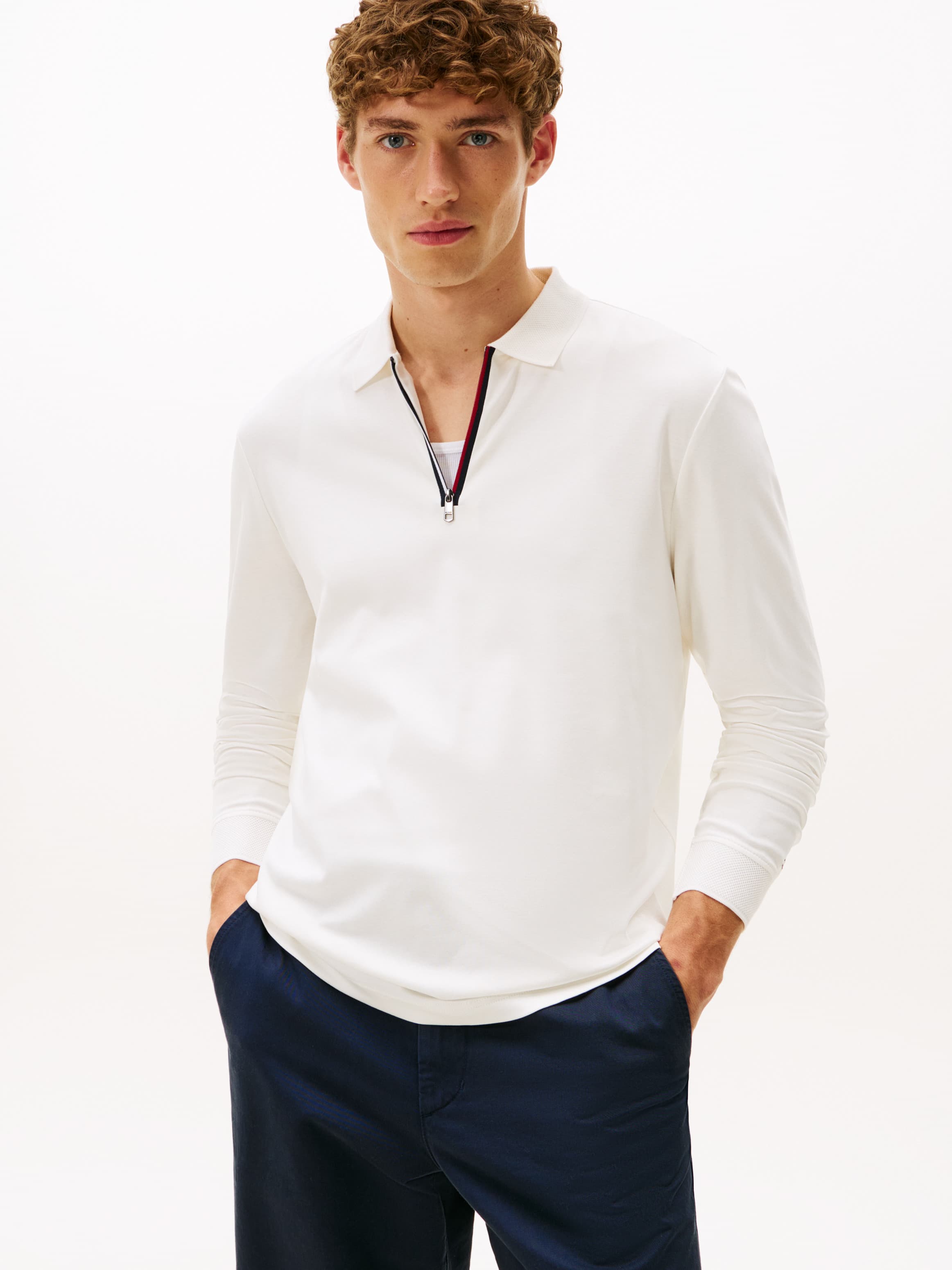 Interlock Zip Long Sleeve Polo Shirt