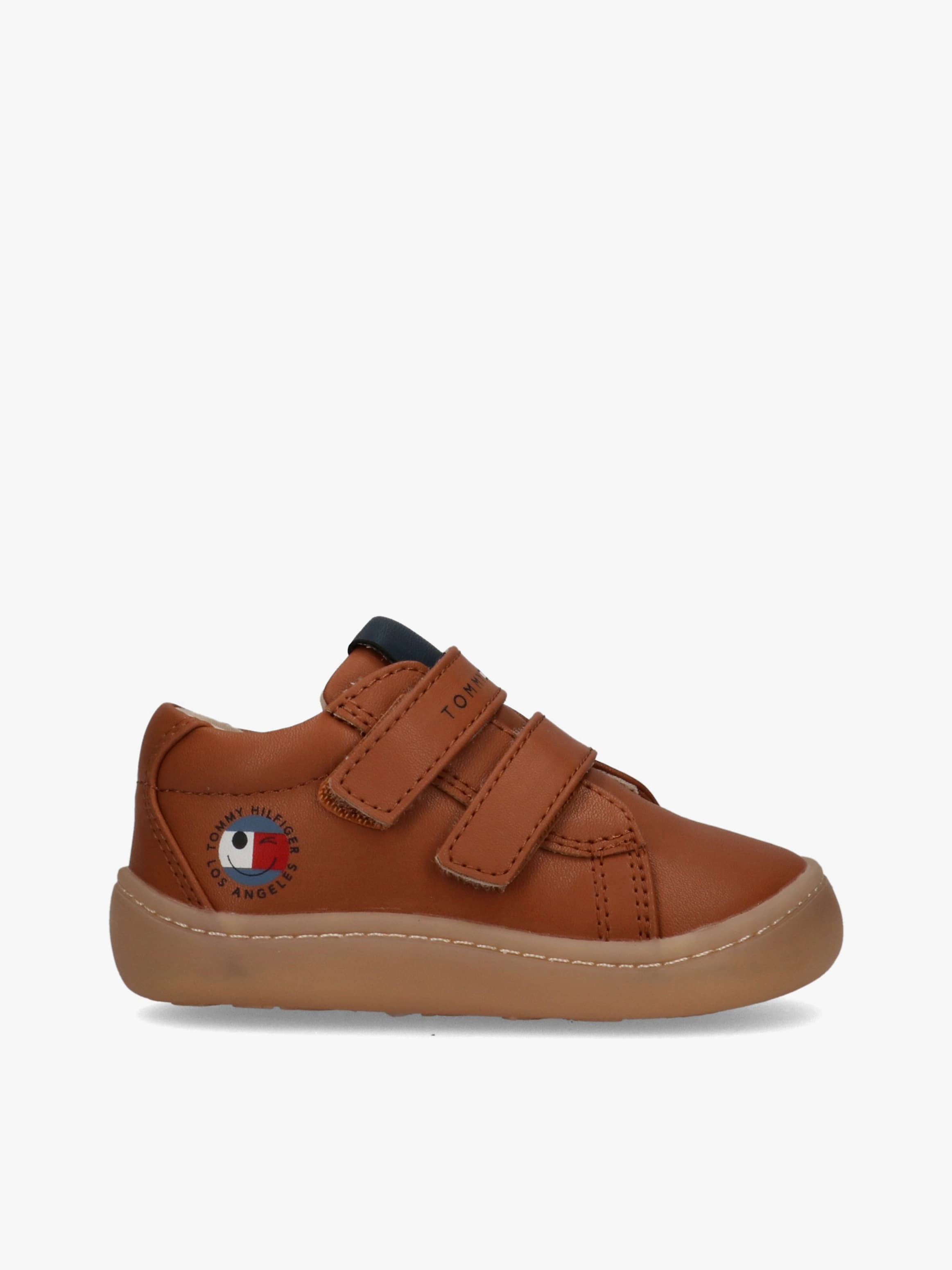 Baby Barefoot Sneakers with Double Velcro Brown