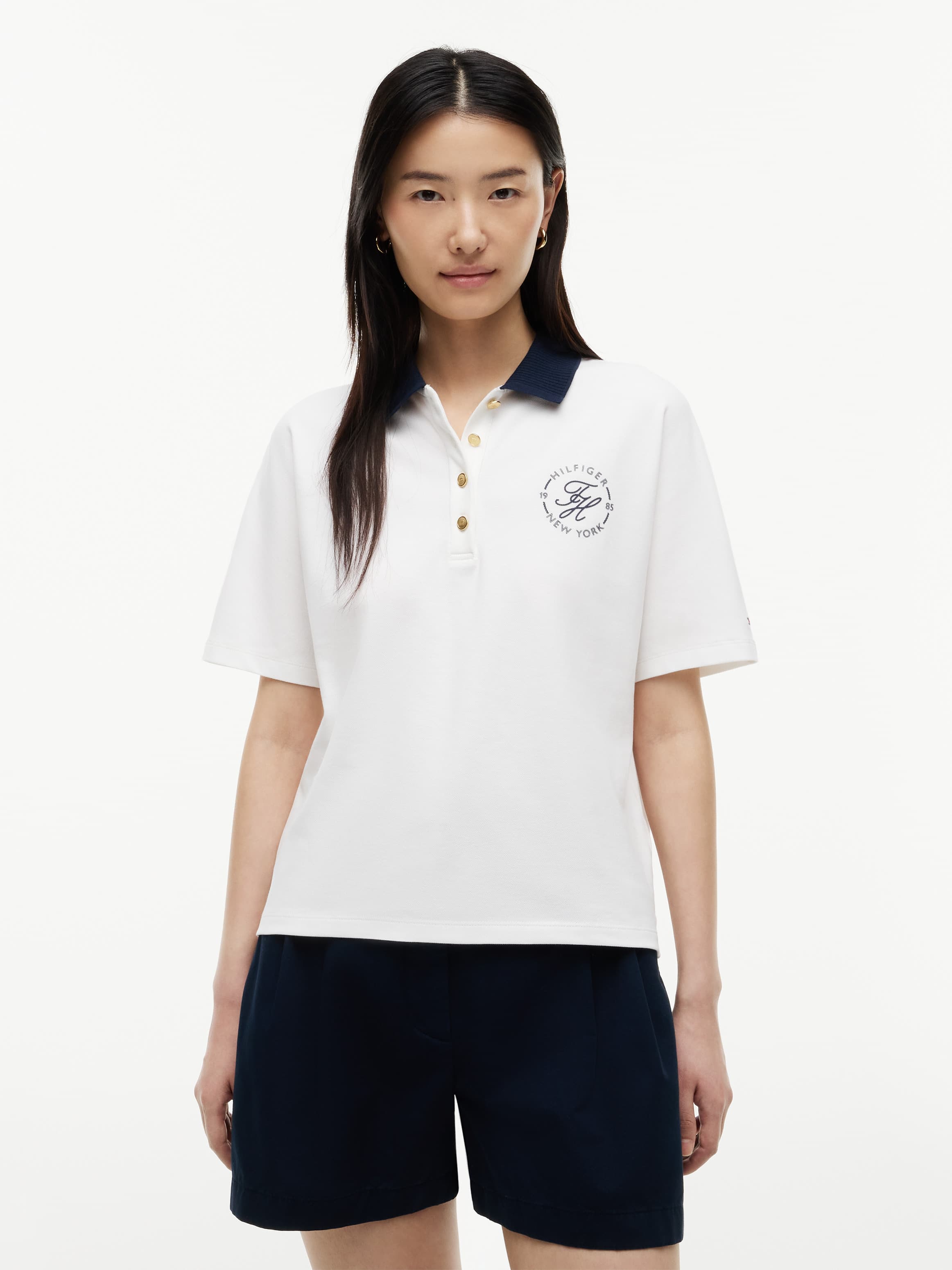 Regular Fit Gold-Tone Button Polo Shirt