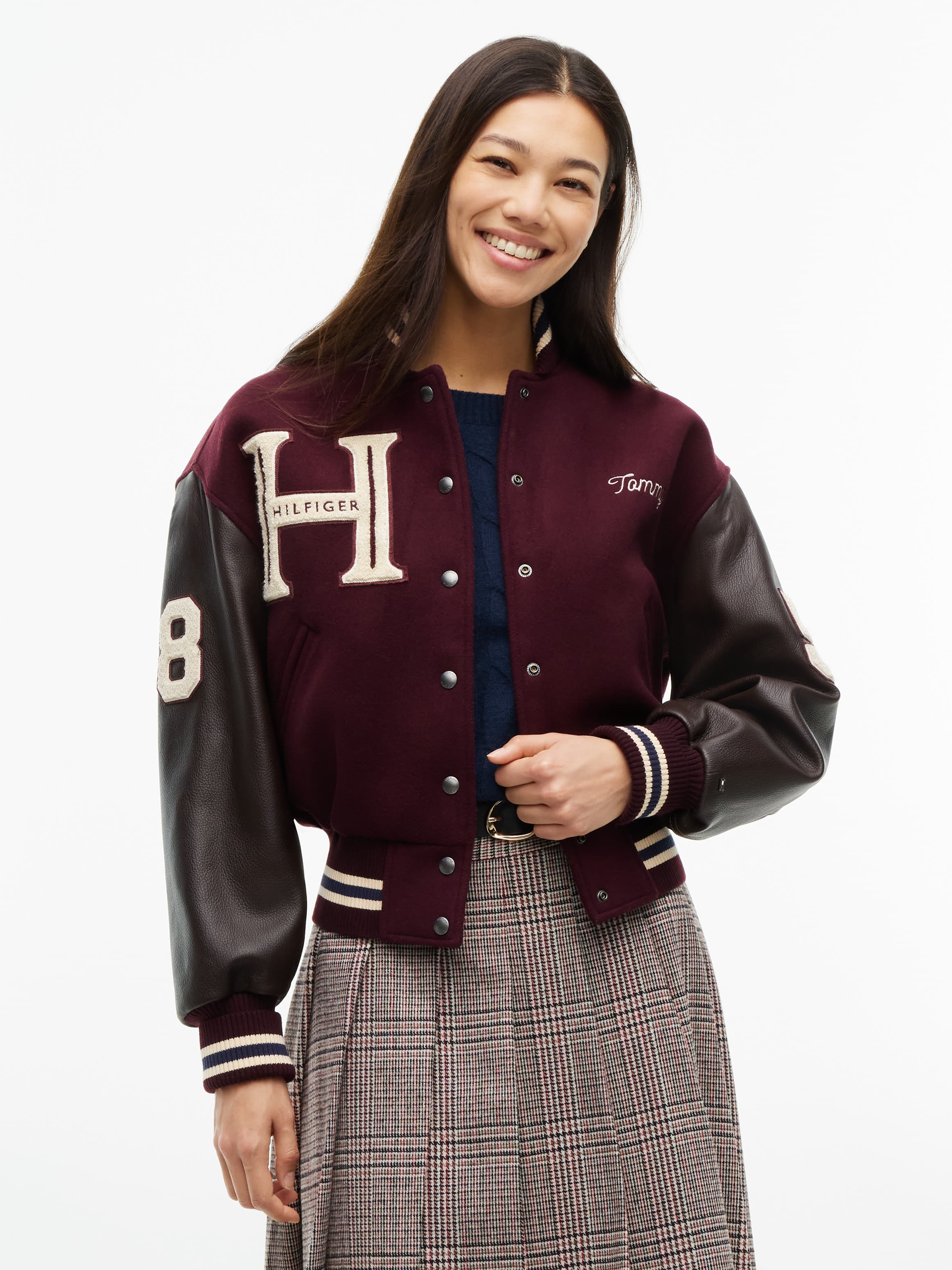 Manteco Wool Blend Leather Varsity Jacket