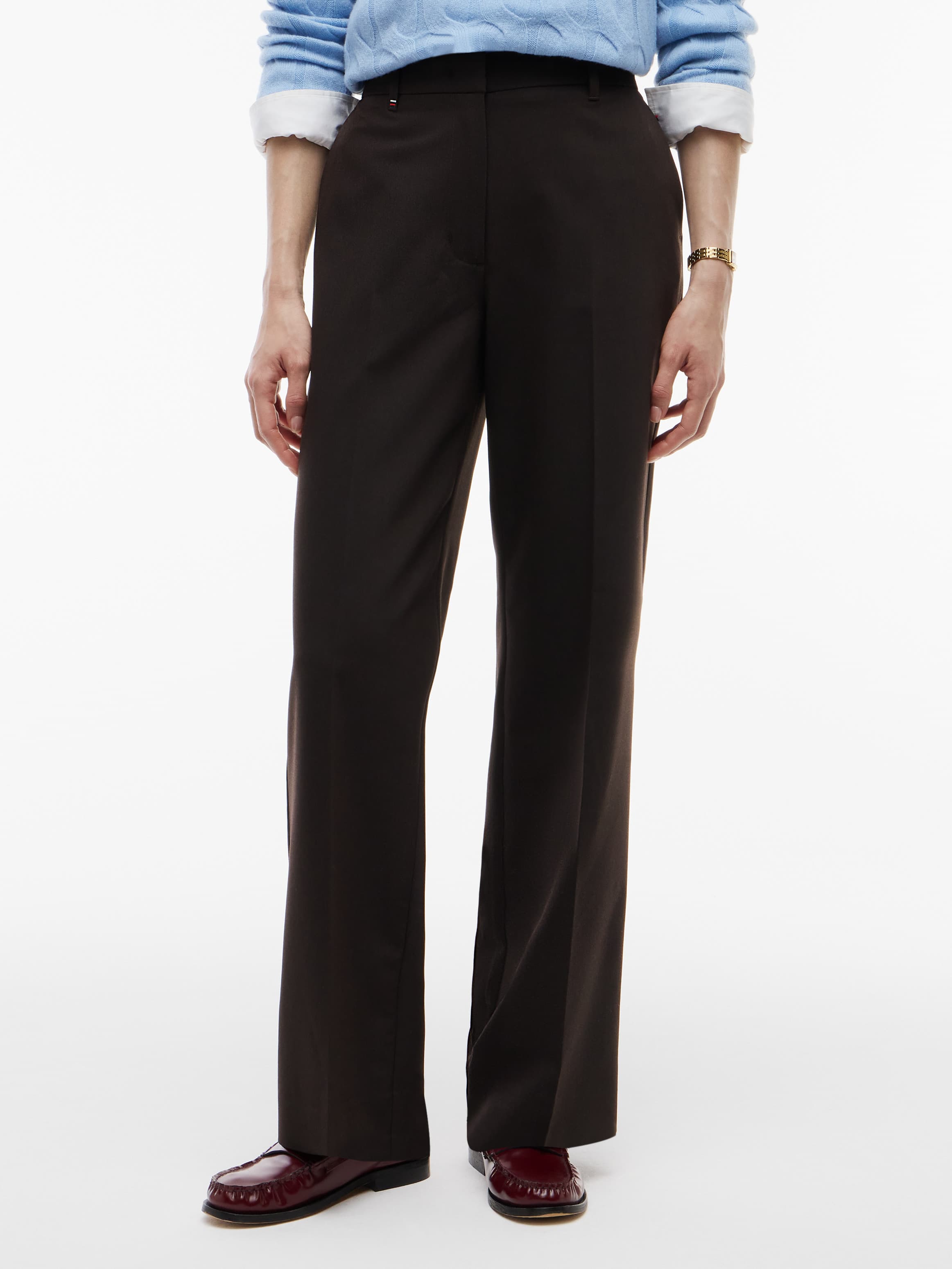 Straight Leg Twill Trousers