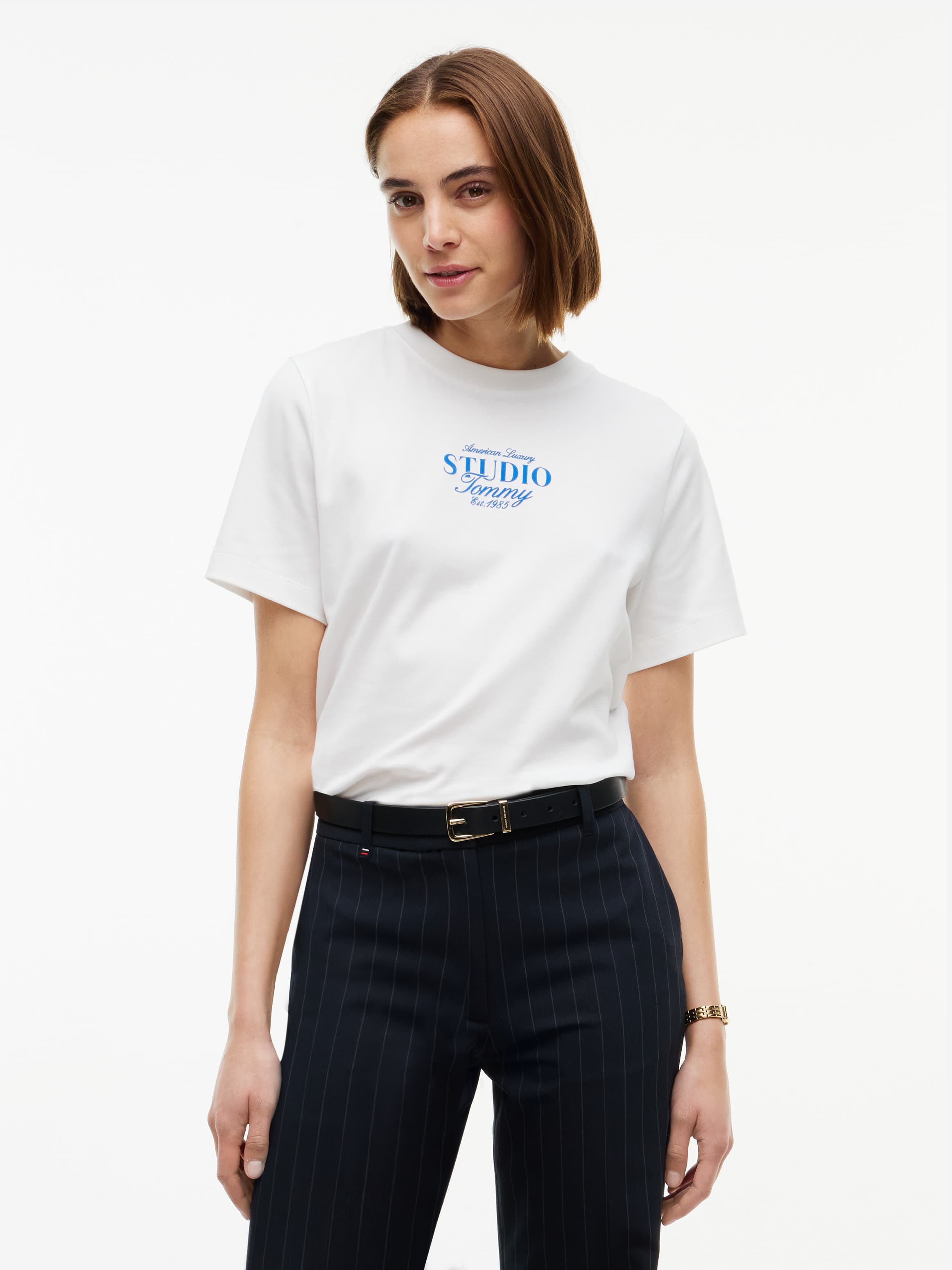 Logo Interlock Knit Crew Neck T-Shirt
