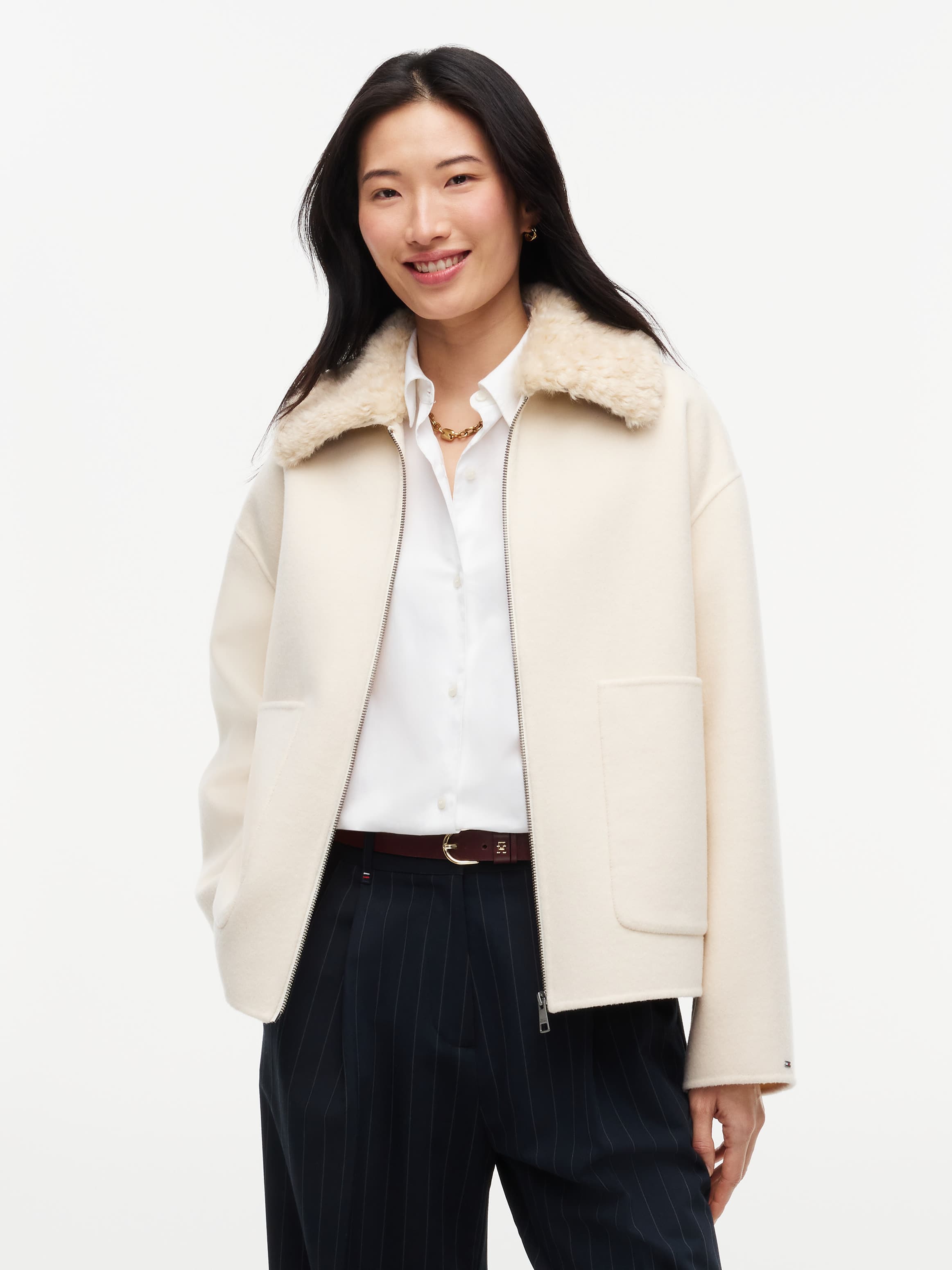 Double-Faced Wool Blend Relaxed Jacket