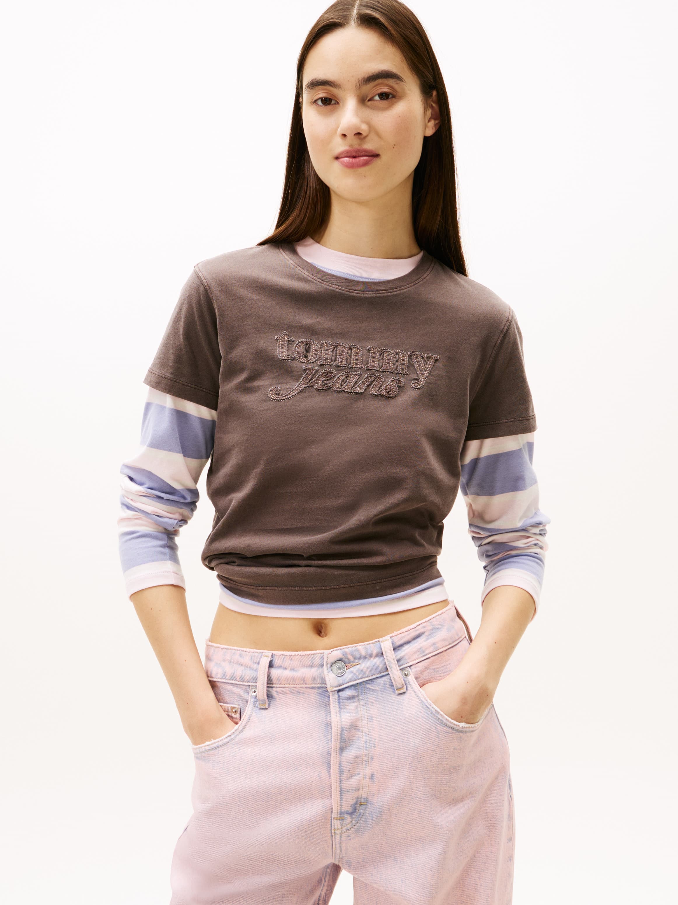 Tommy Jeans Regular Garment Dyed Script Short Sleeve T-Shirt