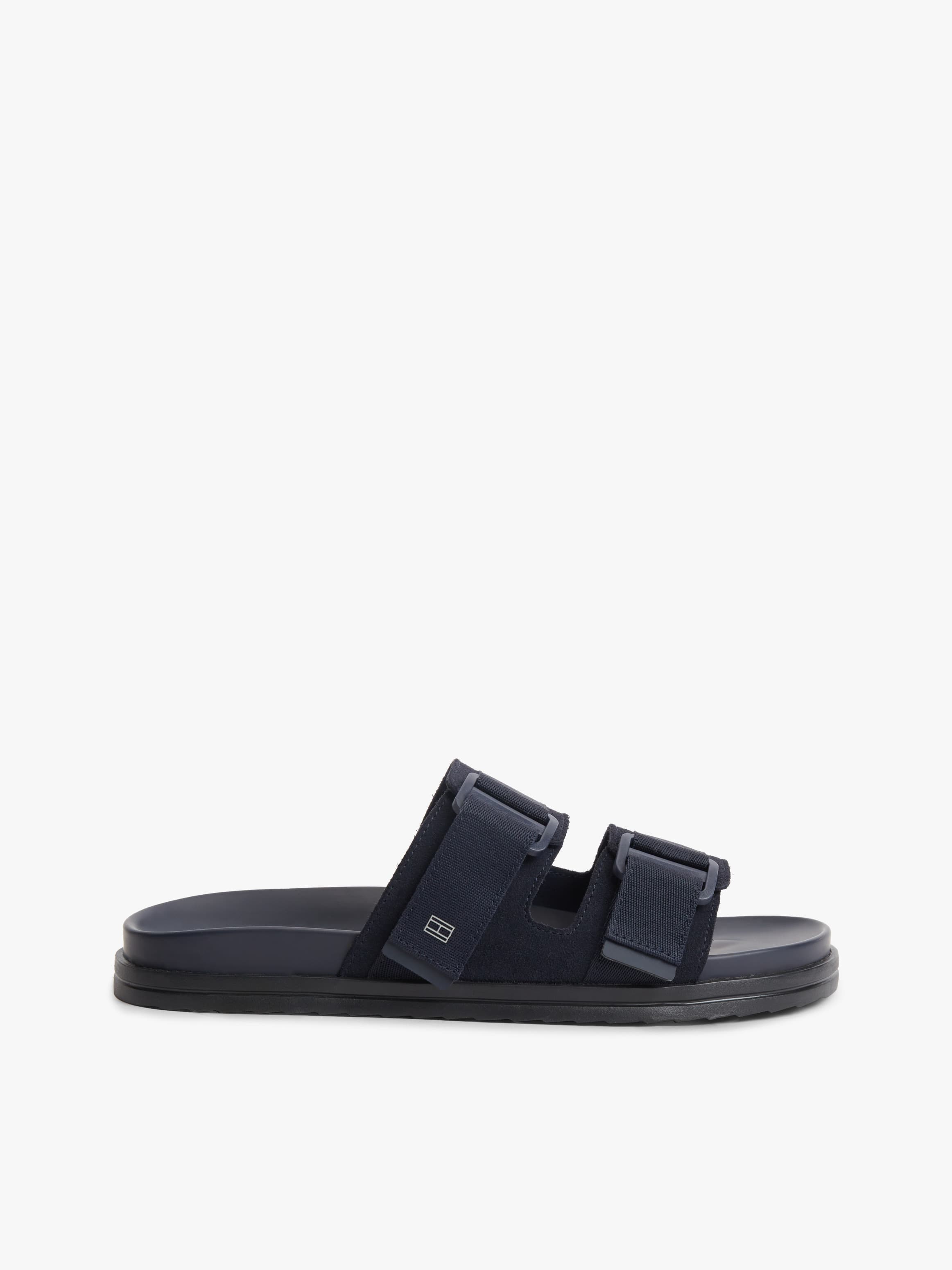 Webbing Strap Buckle Suede Sandals