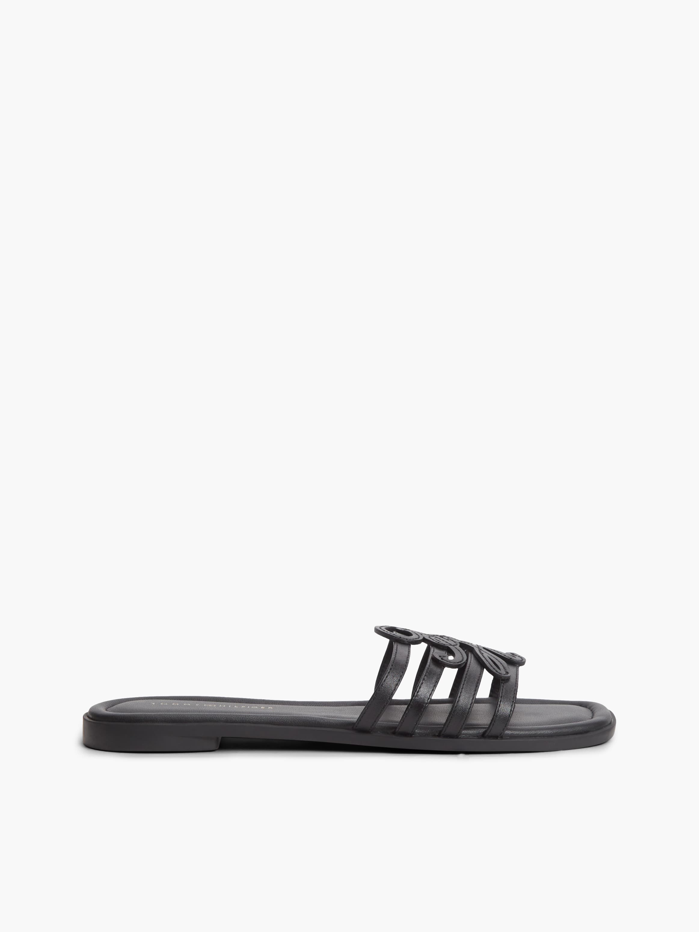 Logo Strap Leather Mules