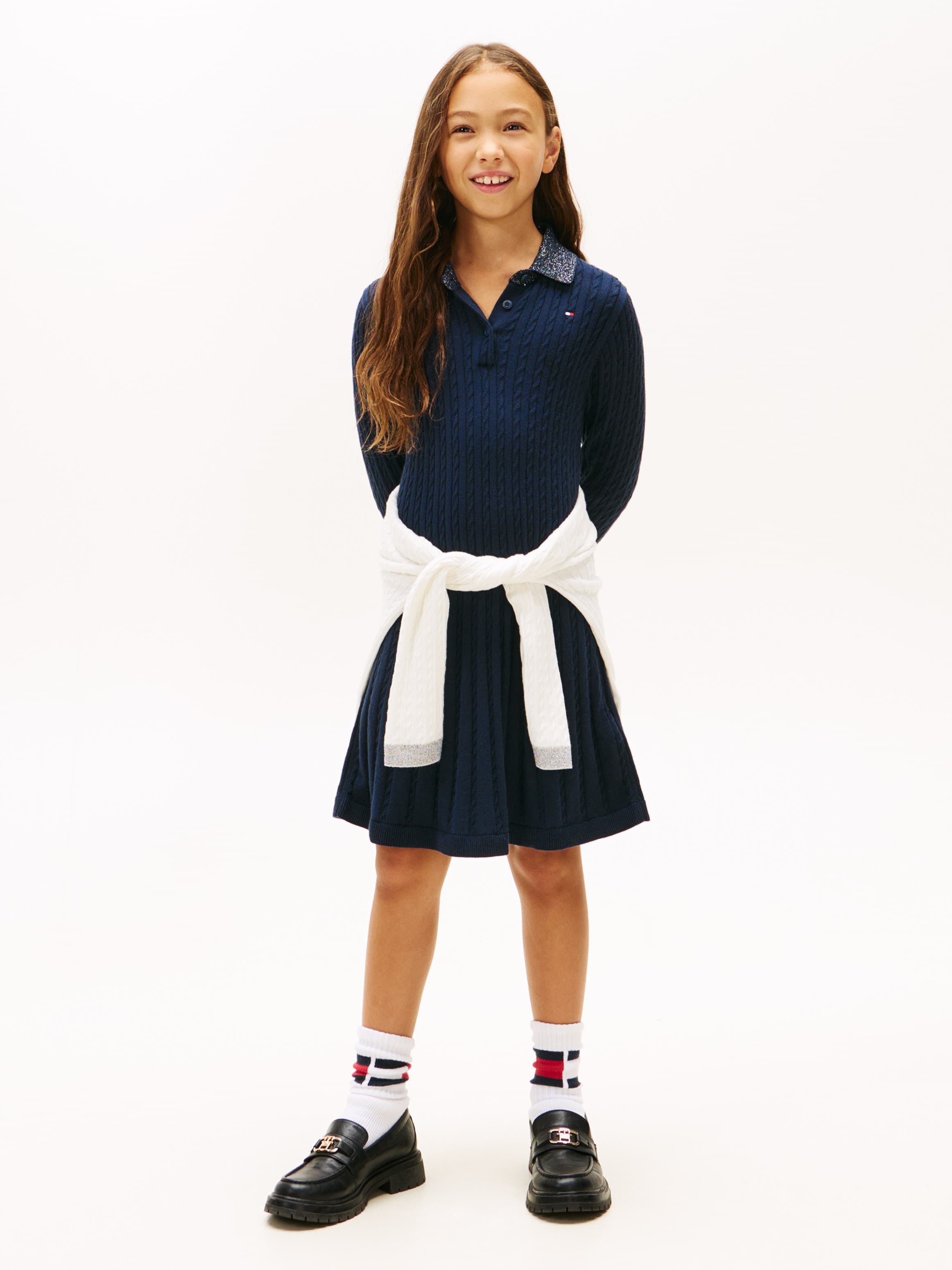 Glitter Mini Cable Knit Jumper Dress