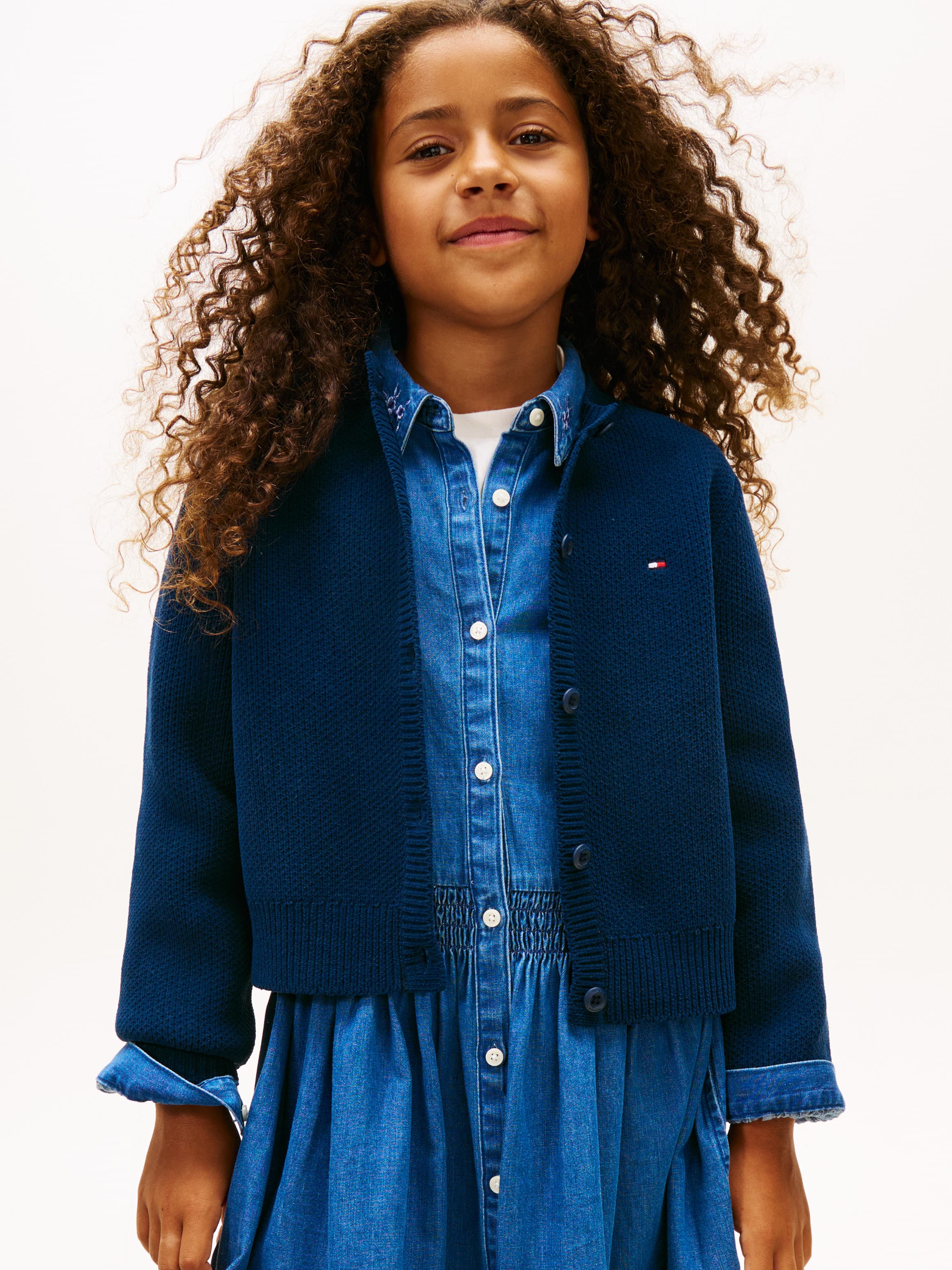 Chenille Flag Embroidery Crew Neck Cardigan