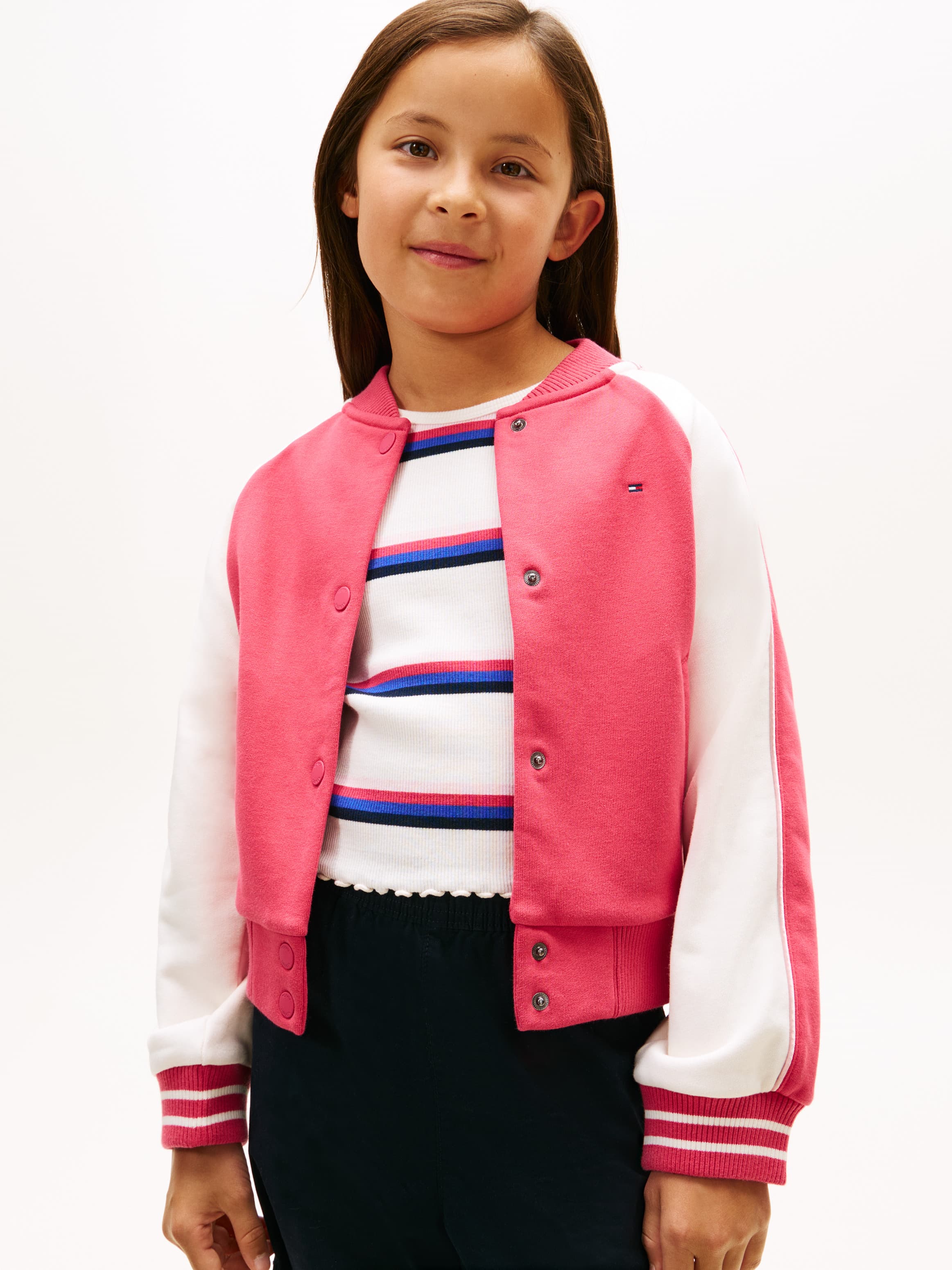 Colour-Blocked Back Logo Bomber Jacket