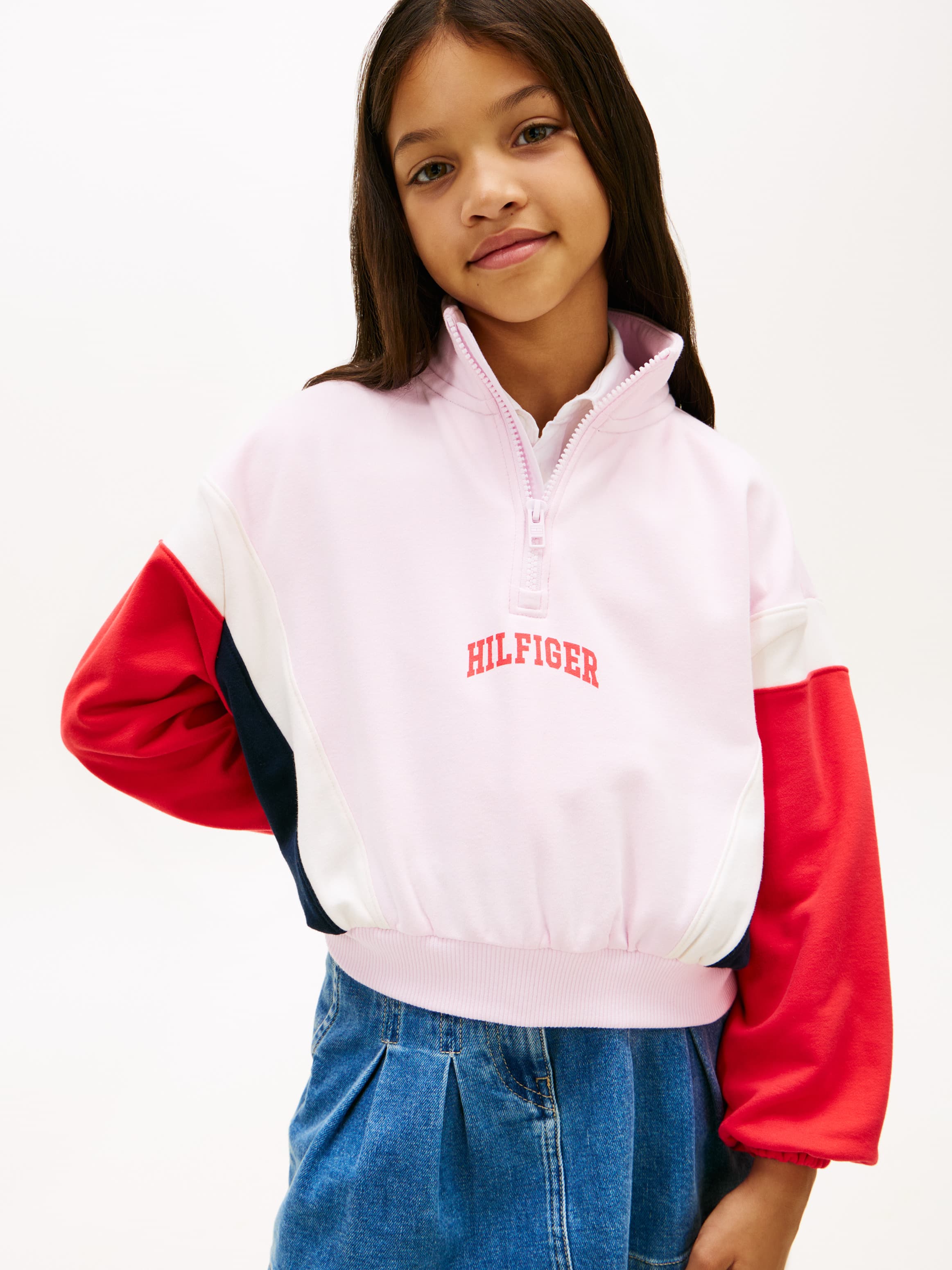 Colour-Blocked Oversized Half-Zip Jumper