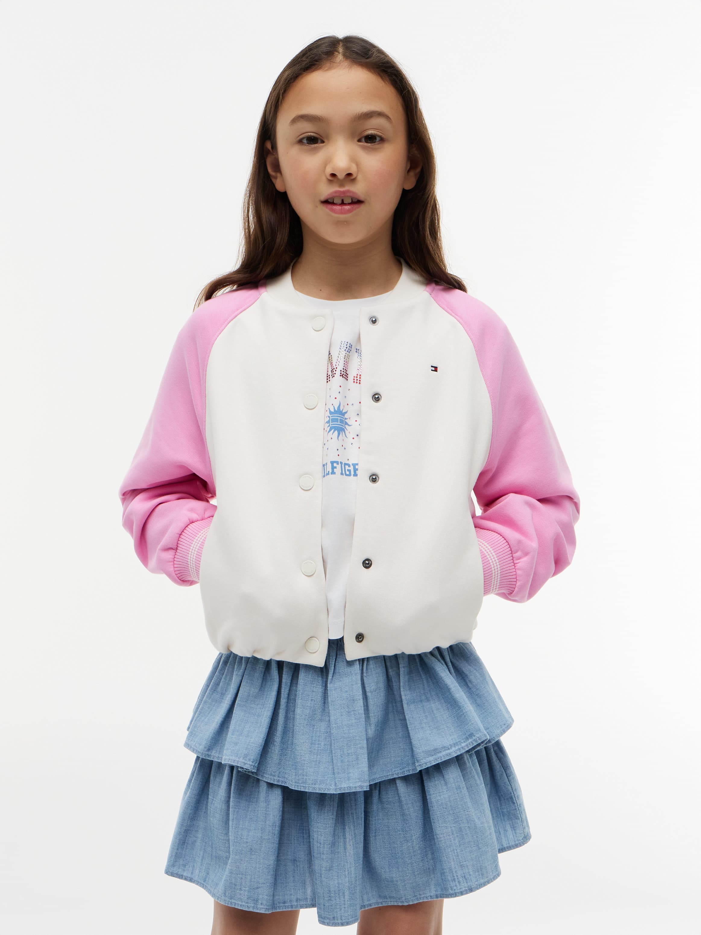 Rhinestone Back Logo Relaxed Bomber Jacket