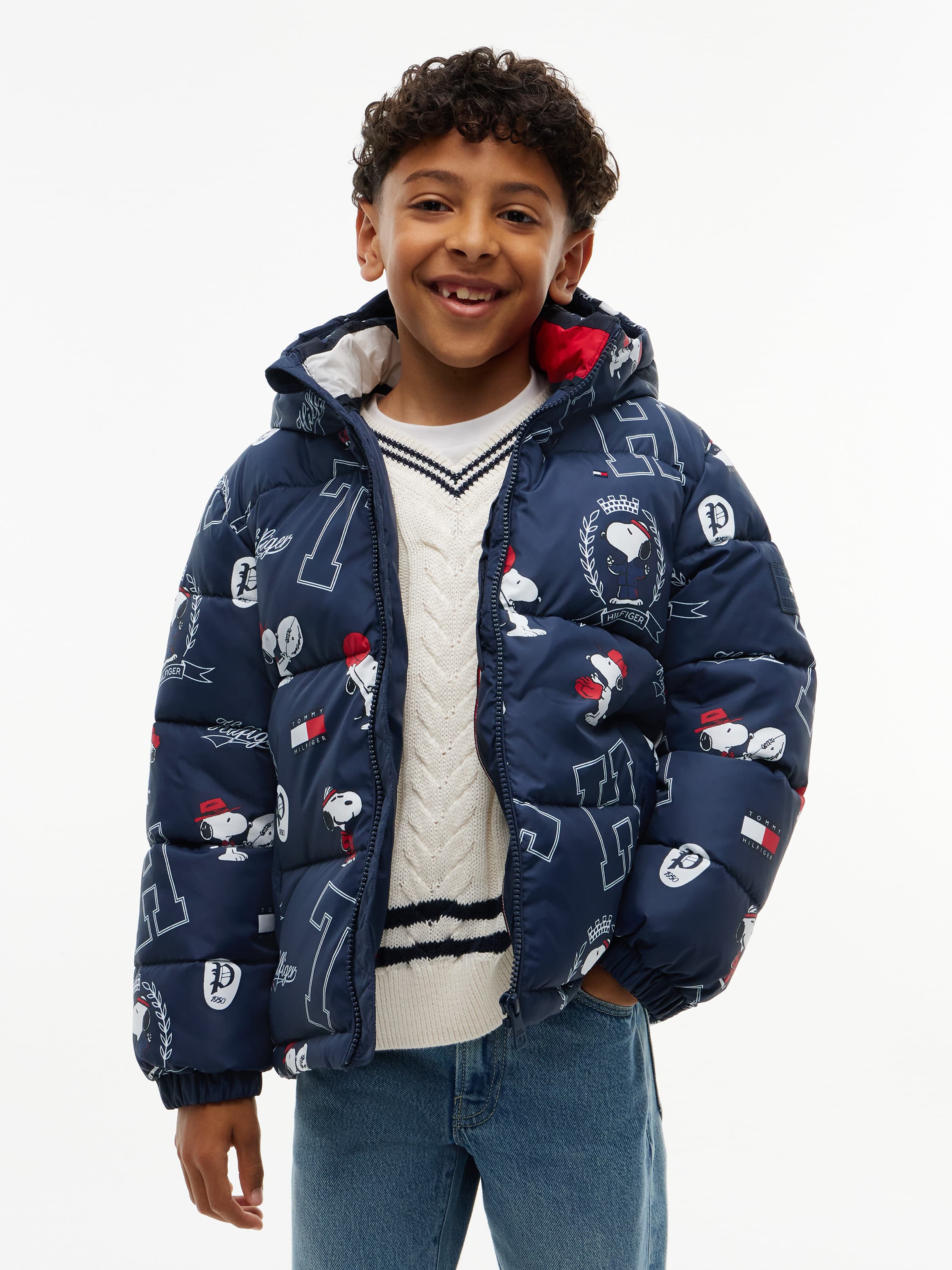 Peanuts® Print Relaxed Hooded Puffer Jacket