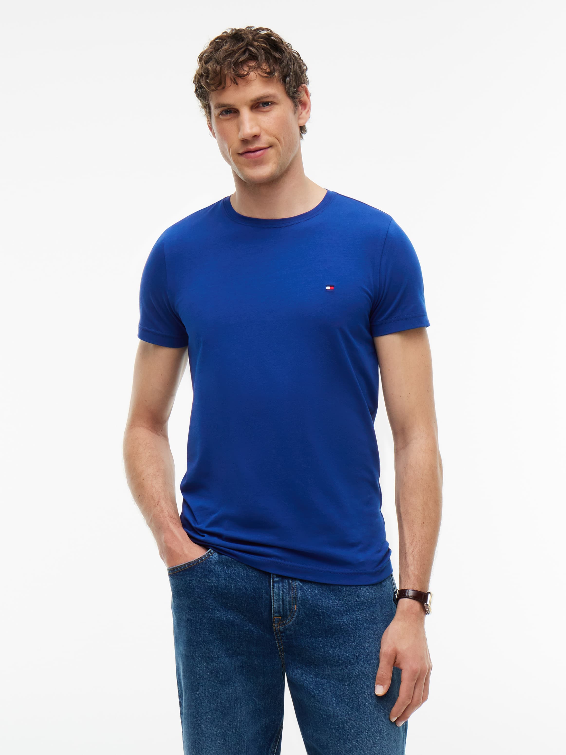 Flag Embroidery Slim Jersey T-Shirt