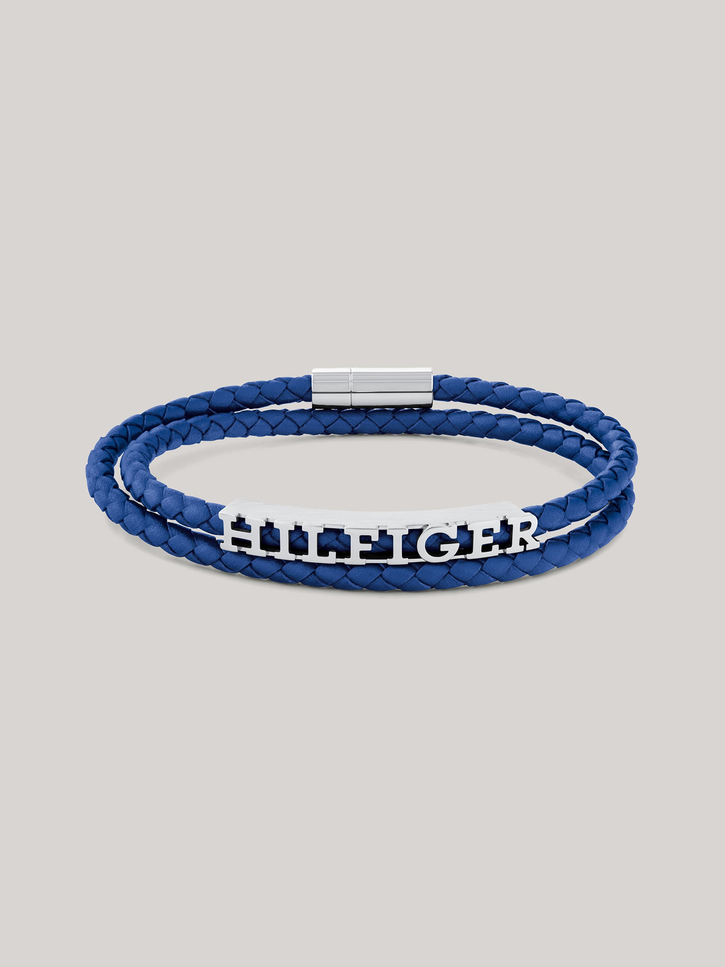 Blue Braided Leather Bracelet