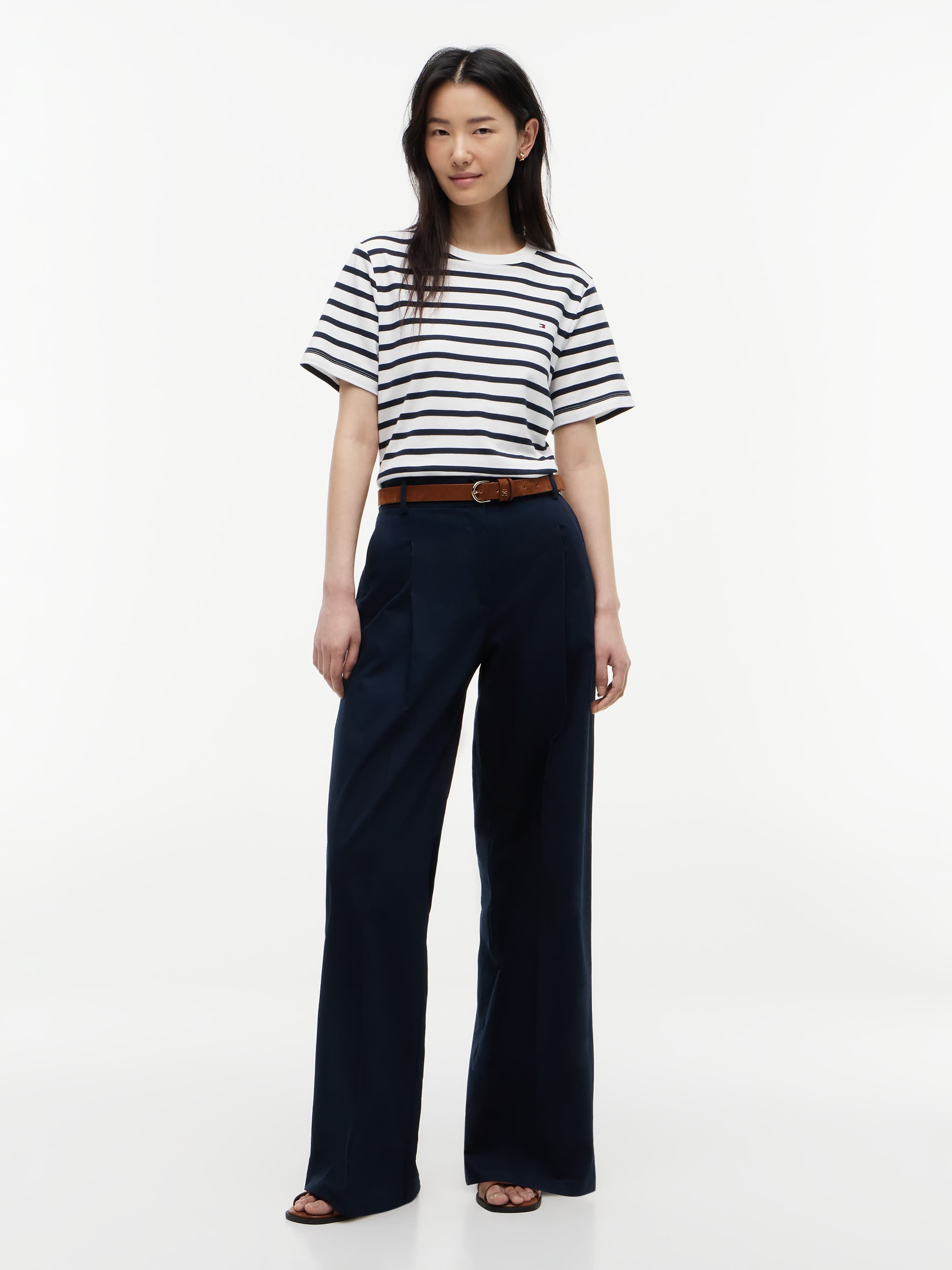 Logo Embroidery Wide Leg Chinos