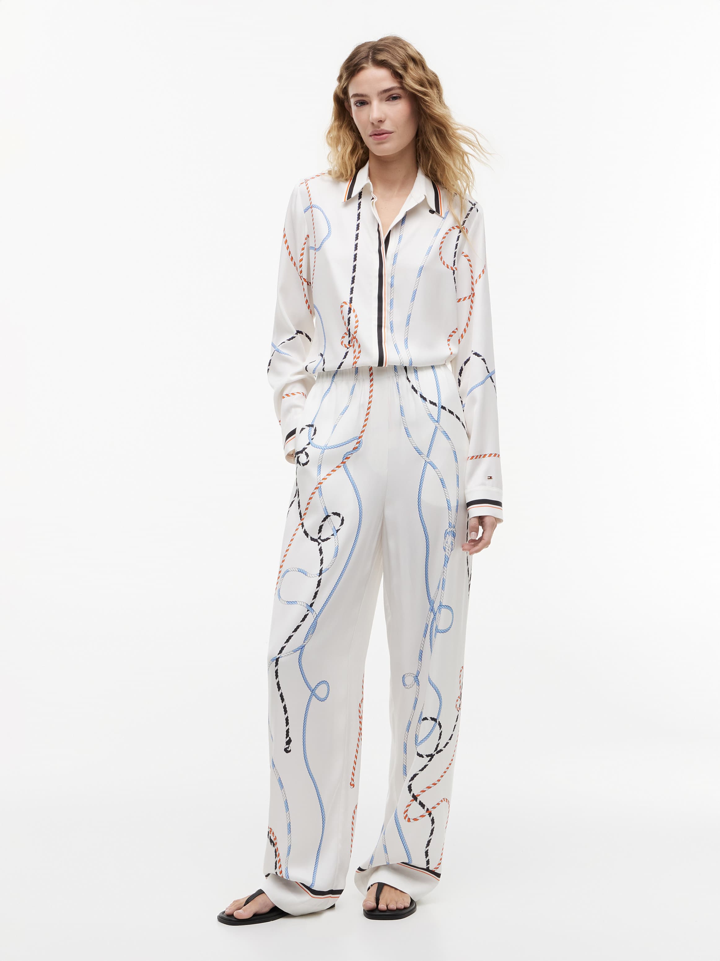 Rope Print Relaxed Straight Trousers